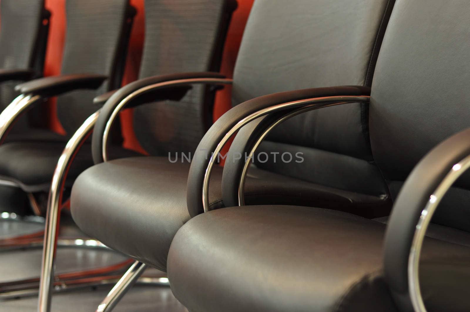 black leather office chair close-up