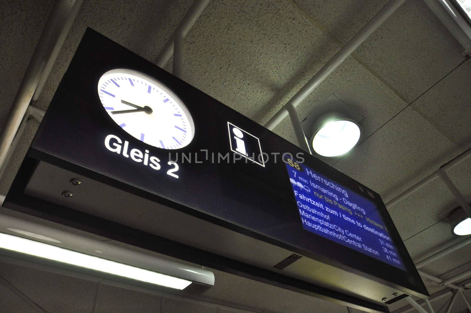 information  board in the subway in Munich