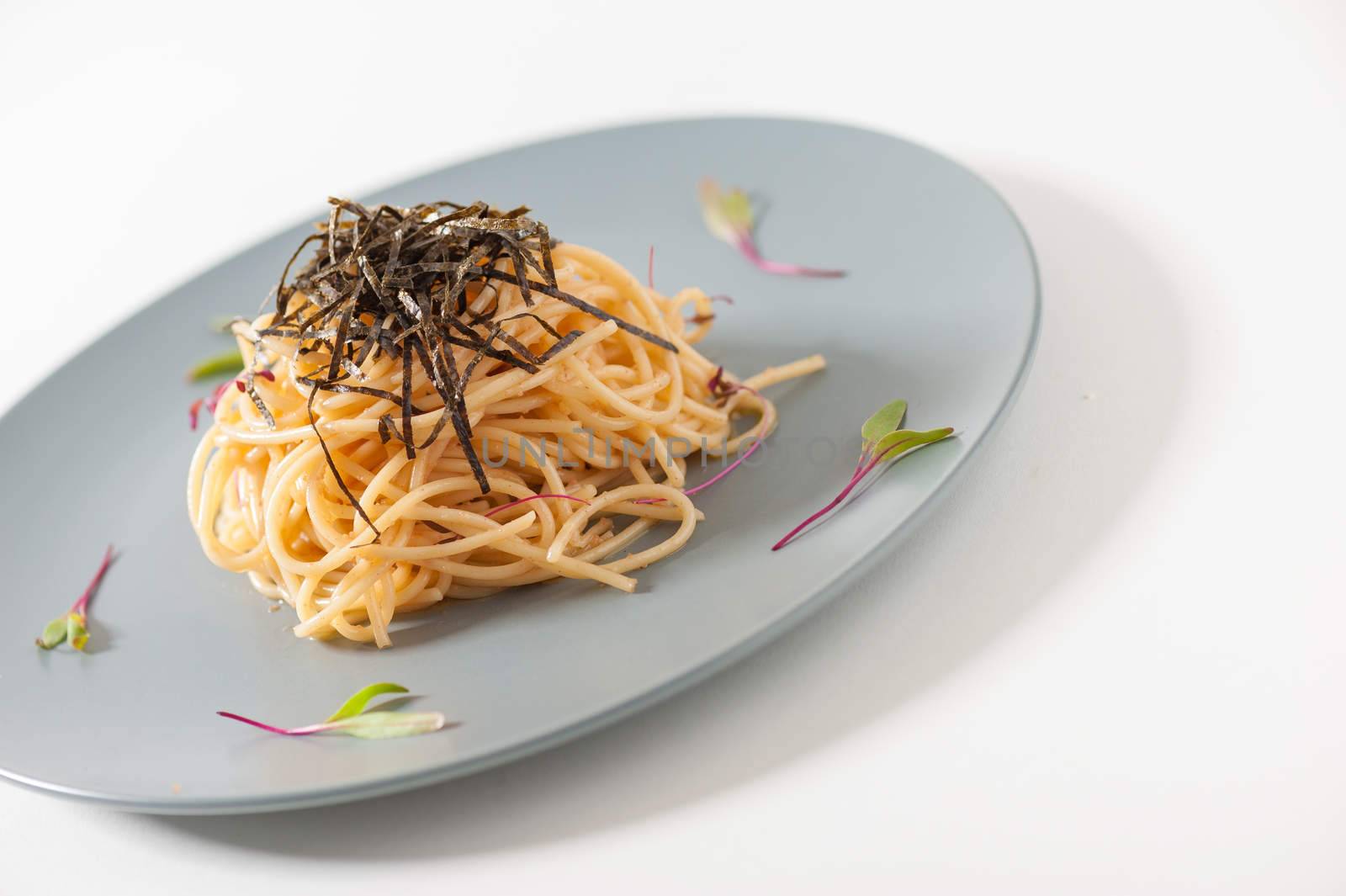 Pasta with Mentaiko (Cod fish's roe) sauce, Japanese food in European style