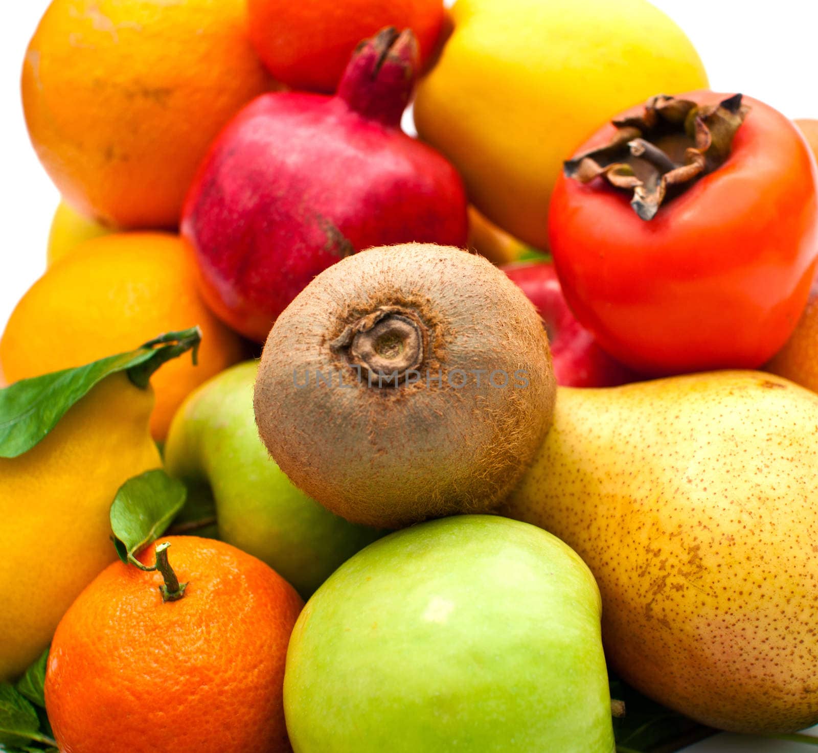 a lot of different tropical fruits closeup by vlaru