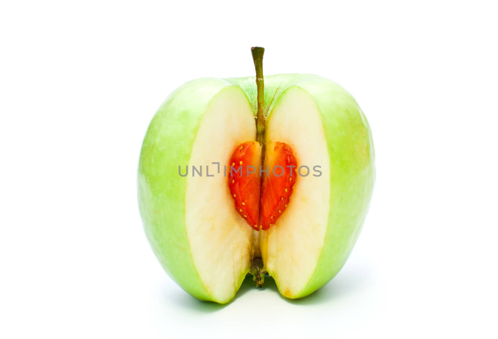 sliced apple on white background