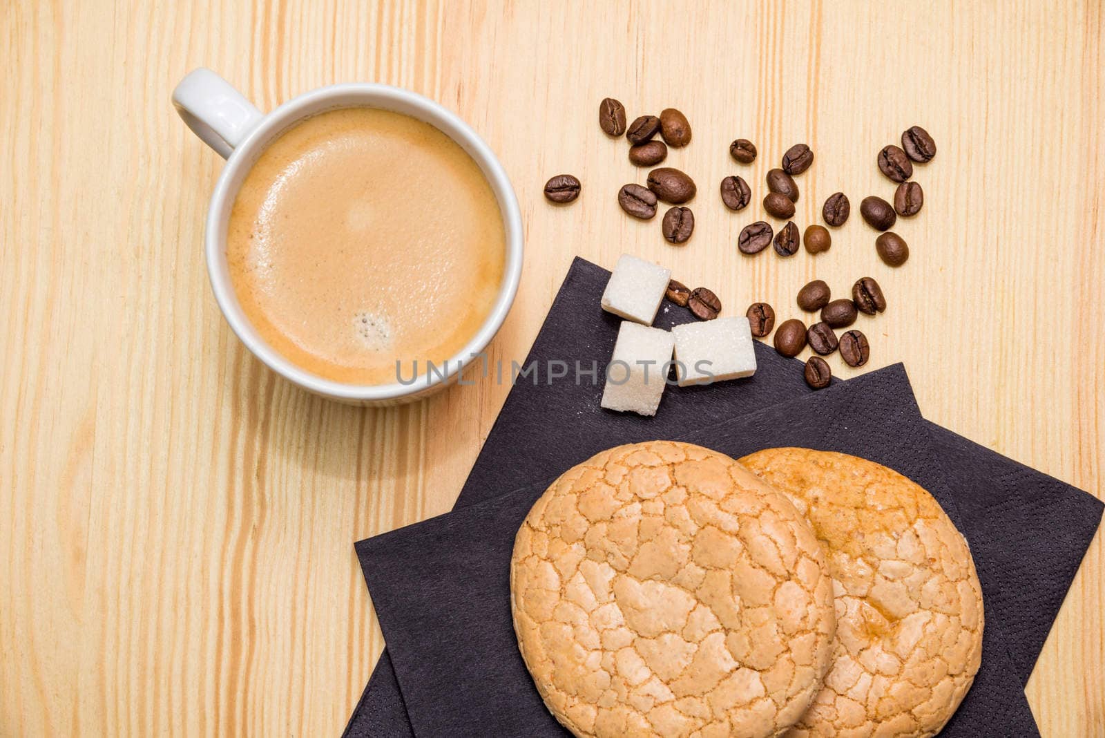 still life: cookies and coffee on wooden table