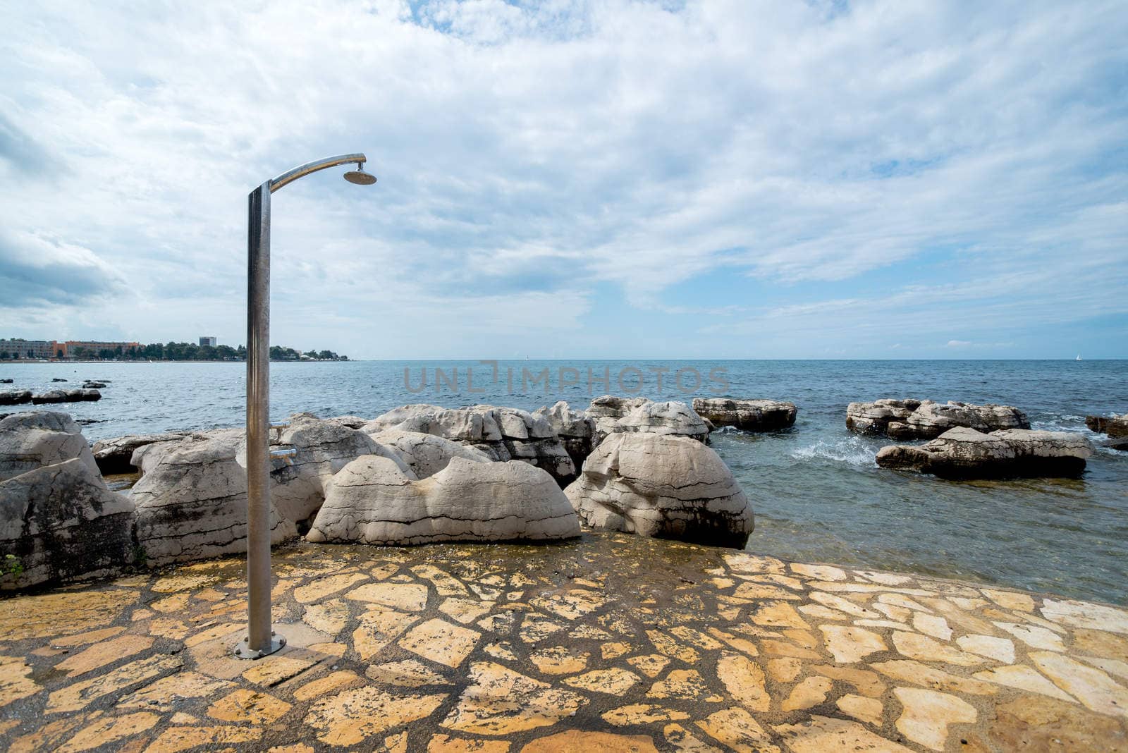 shower for rinsing after swimming in the sea