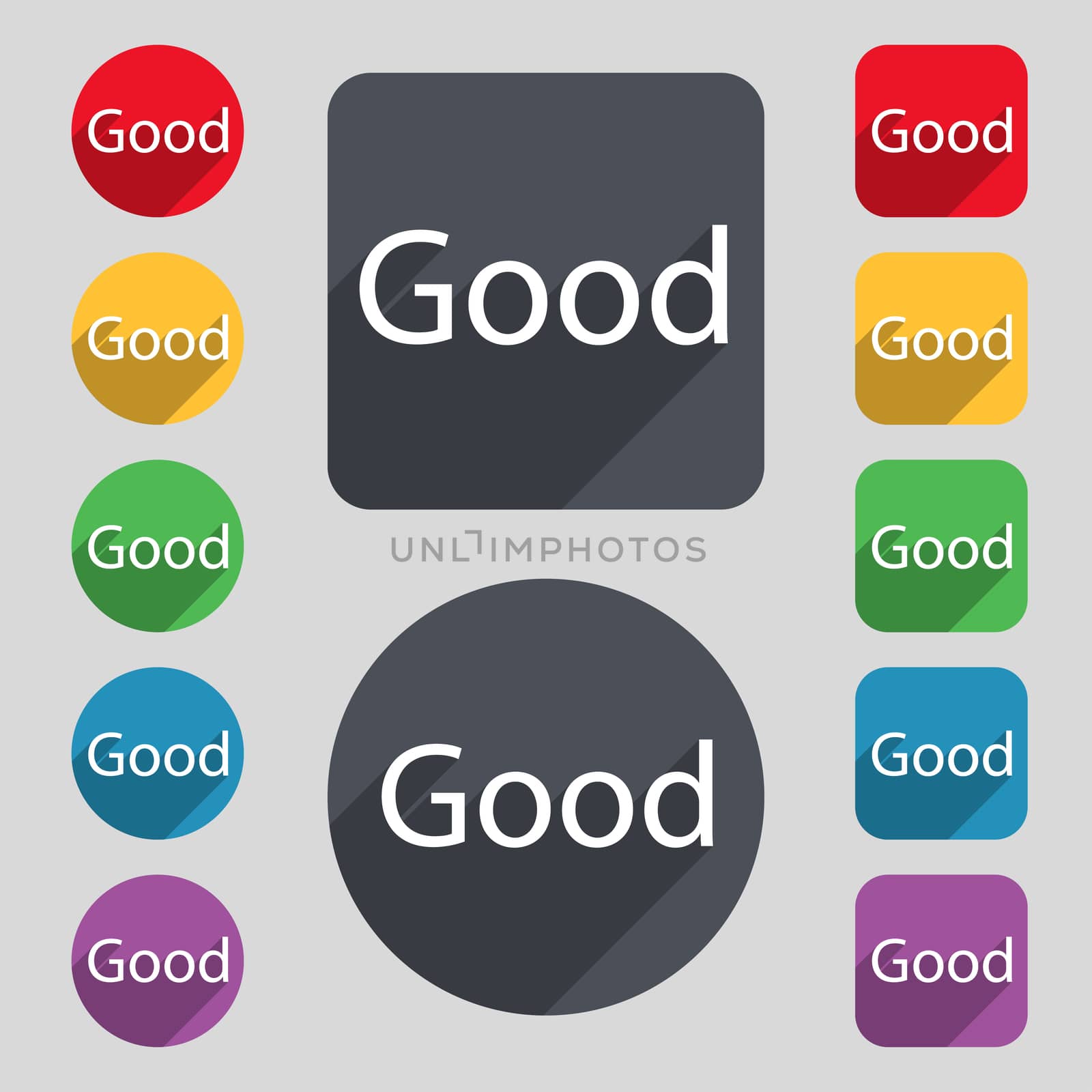 Good sign icon. Set of colored buttons. illustration