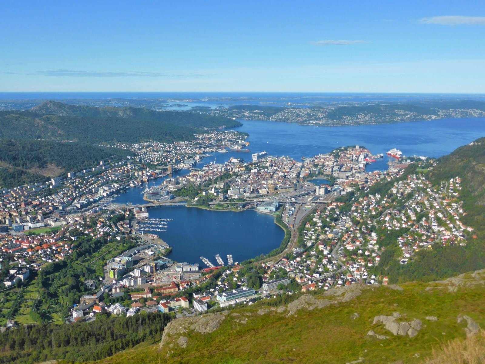 A panoramic view of the Norwegian city of Bergen.