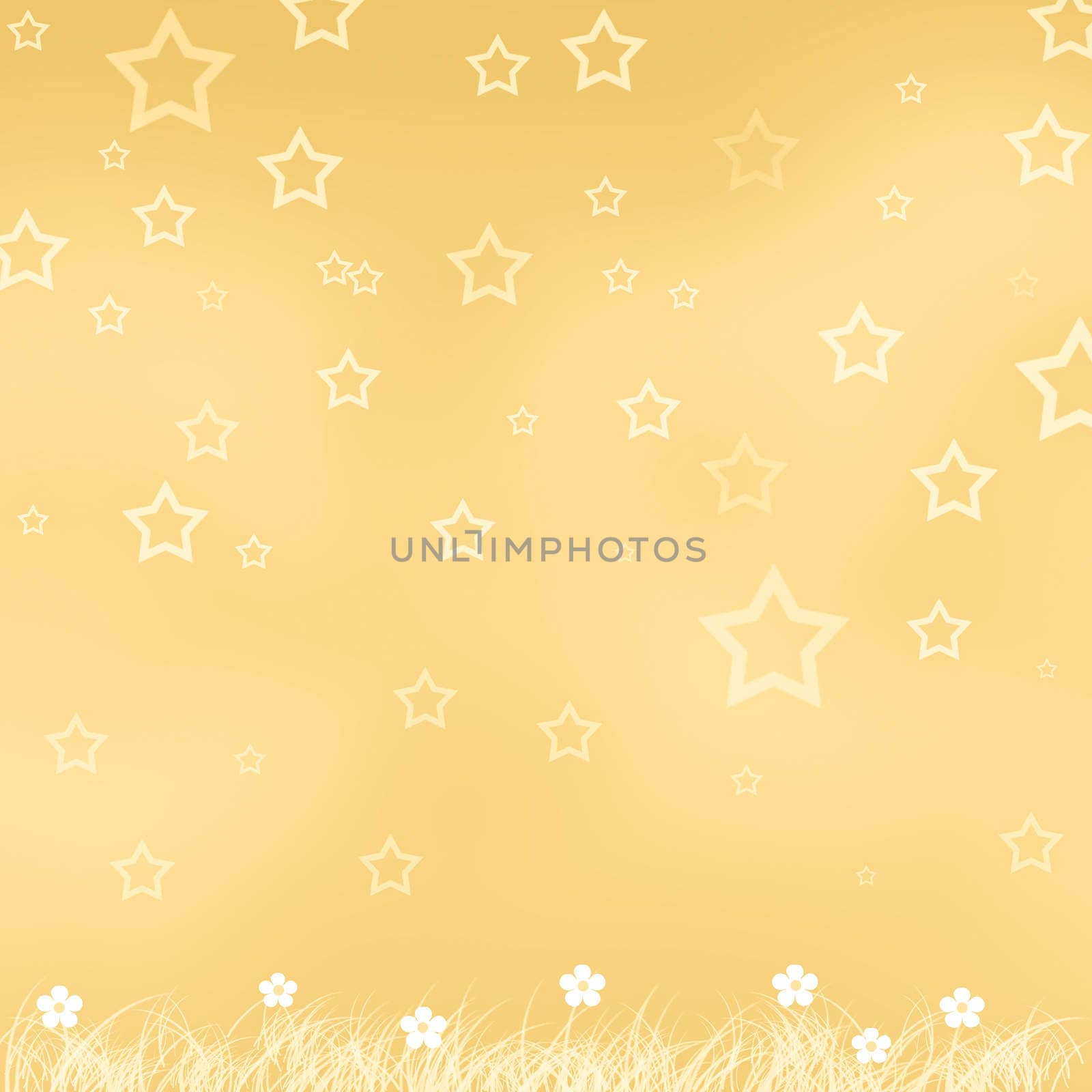 Spring yellow star and flowers background.