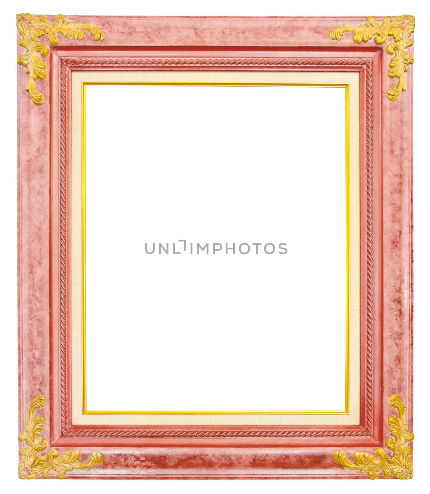 antique gold frame isolated on white background, clipping path