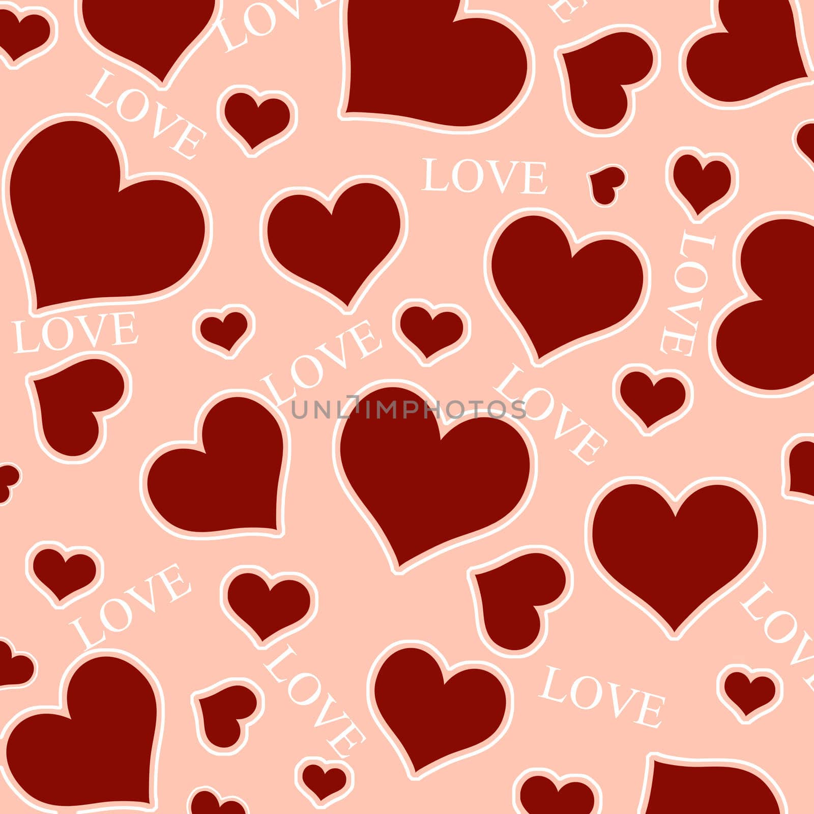 Red hearts and LOVE wording. by Gamjai