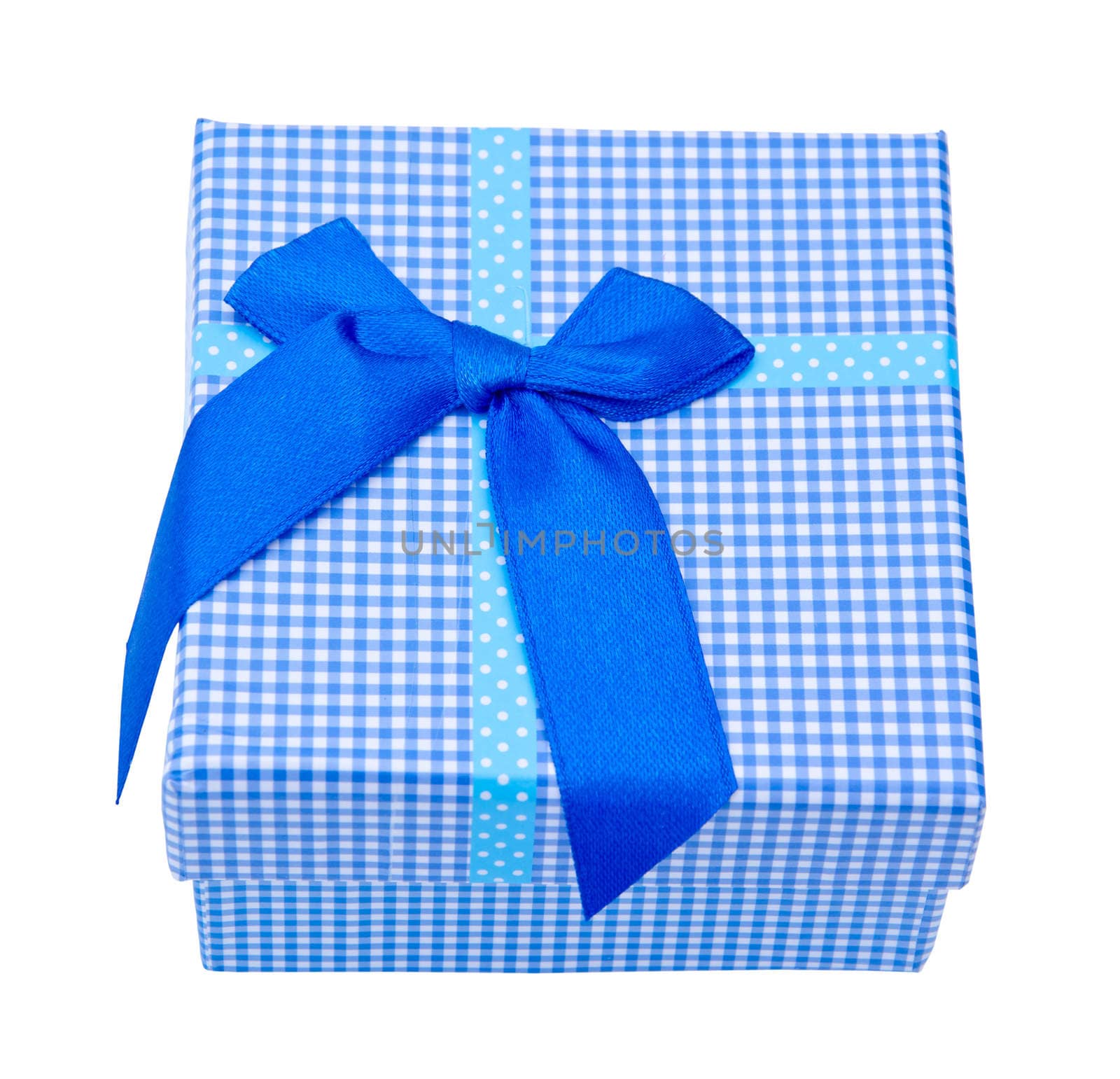 Blue gift box. Isolated on white background. clipping path.