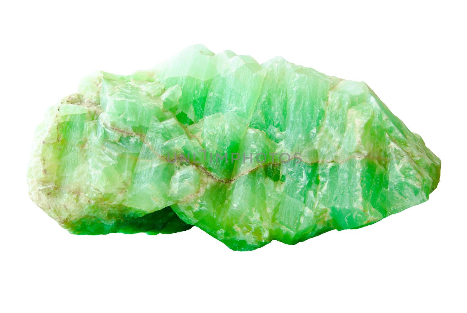 Nature mineral of jade stone on white background, clipping path.