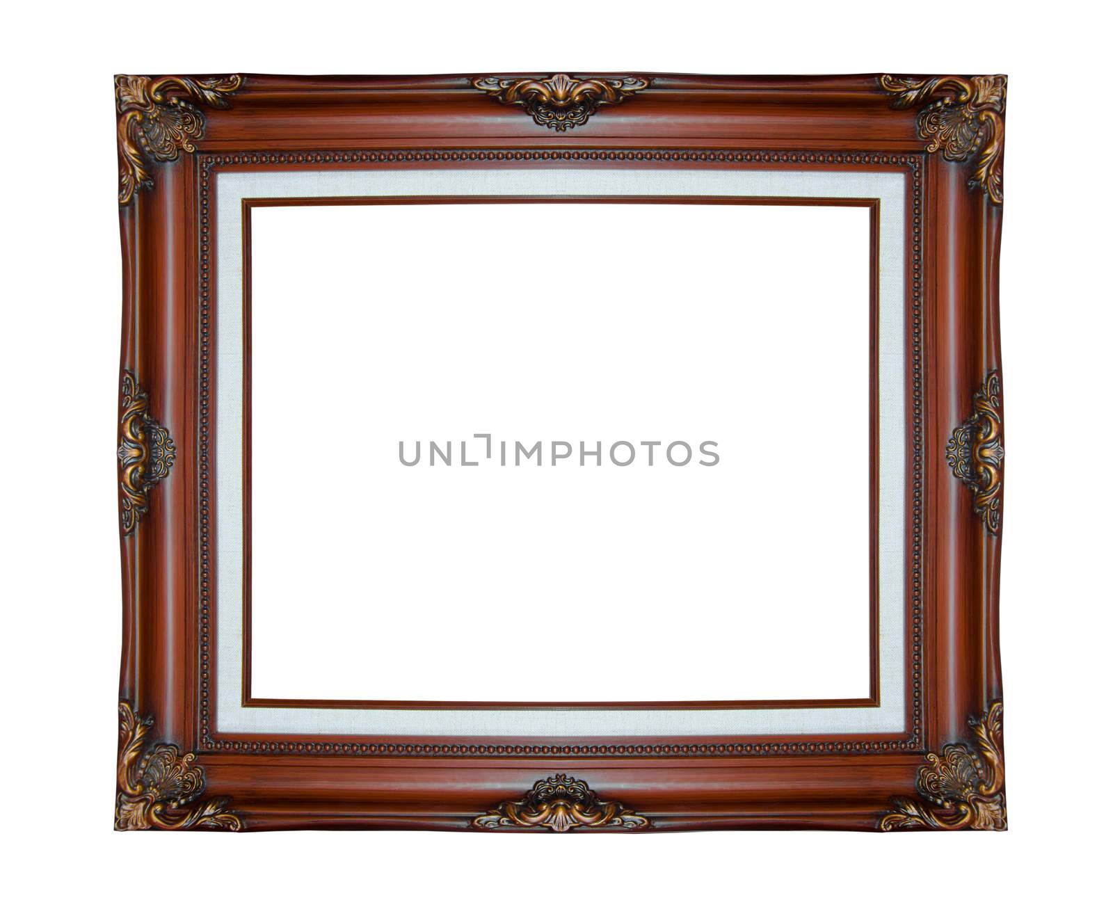 Classic wooden frame isolated on white background, clipping path.
