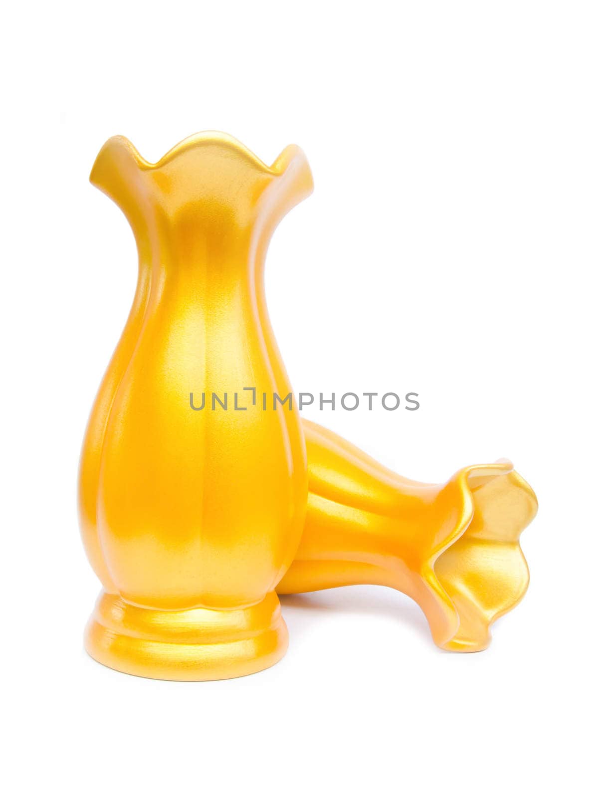 Gold vase on a white background