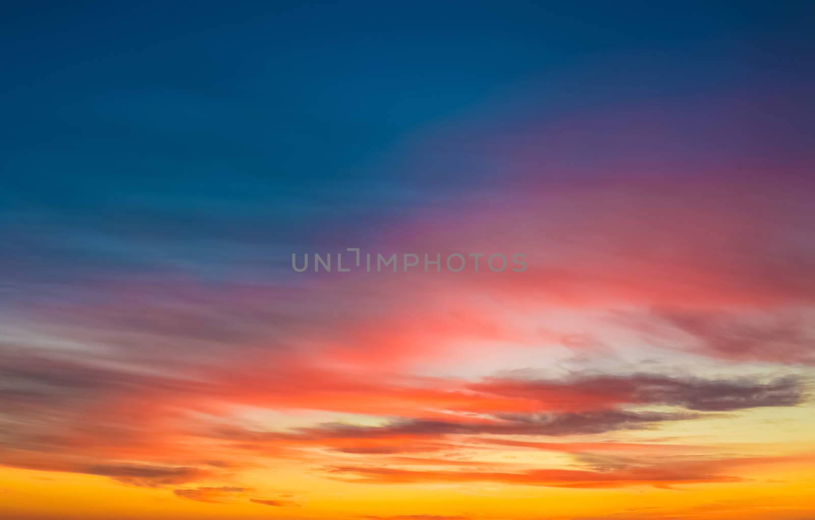sunset scene background, colorful sky with soft clouds by donfiore
