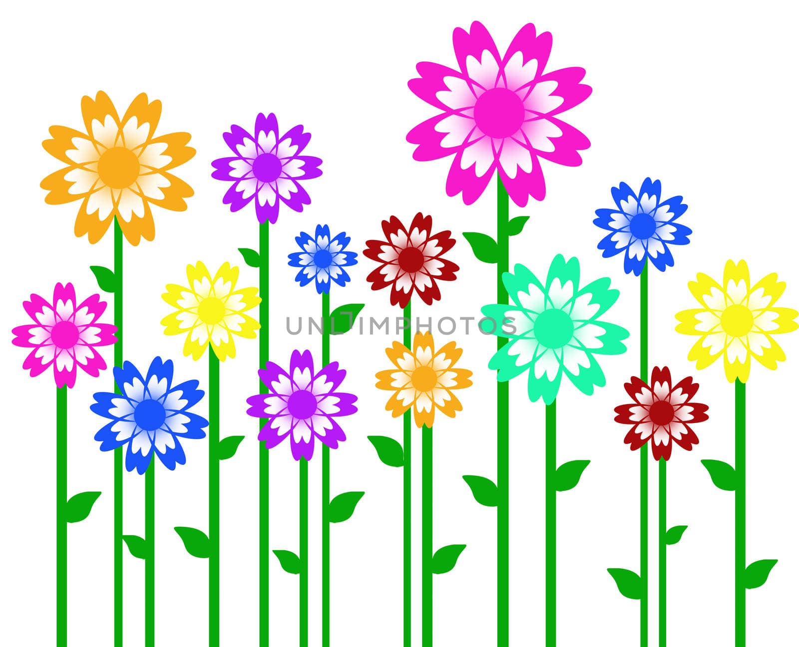 colorful flowers background pattern style on white background