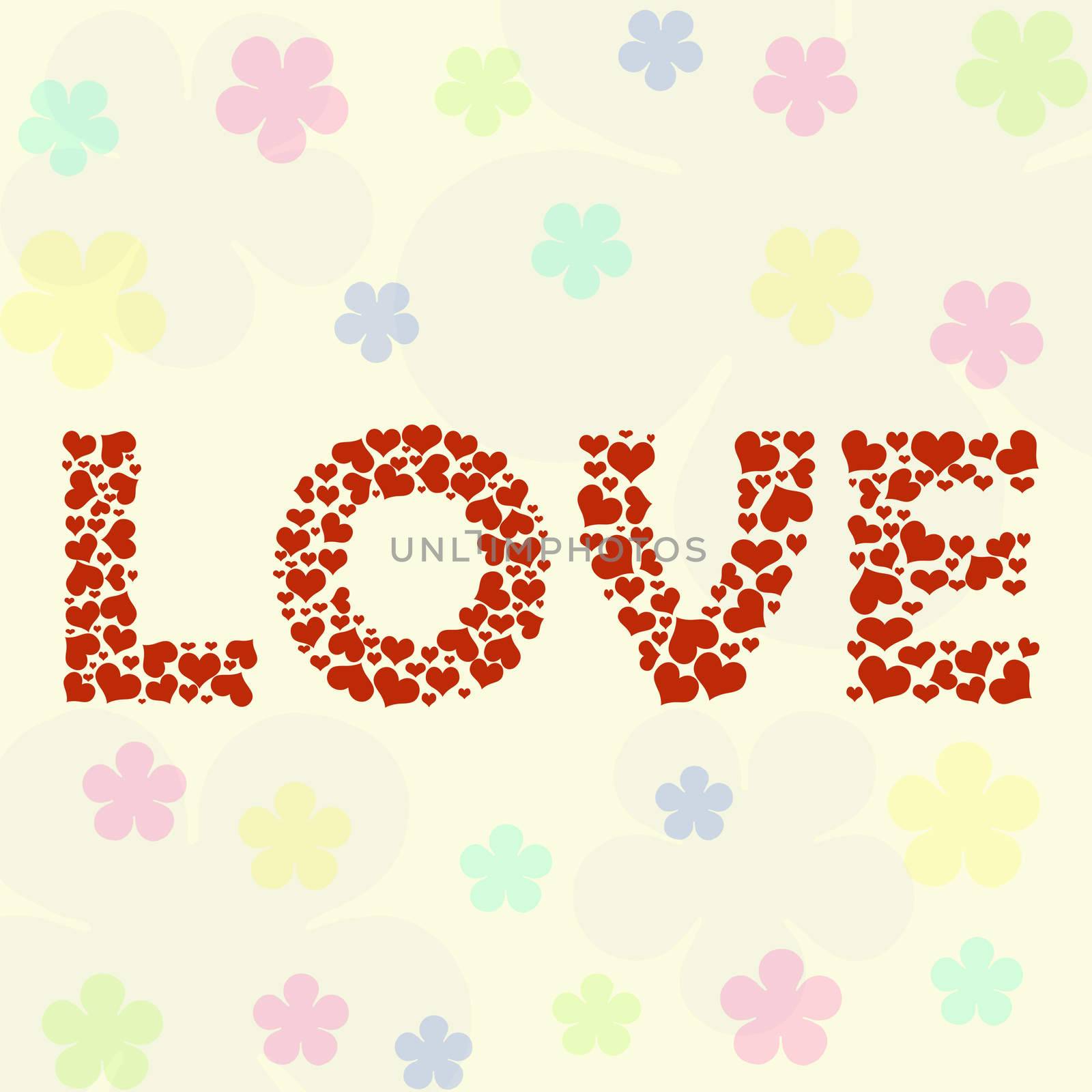 Love wording made from red heart shape by Gamjai