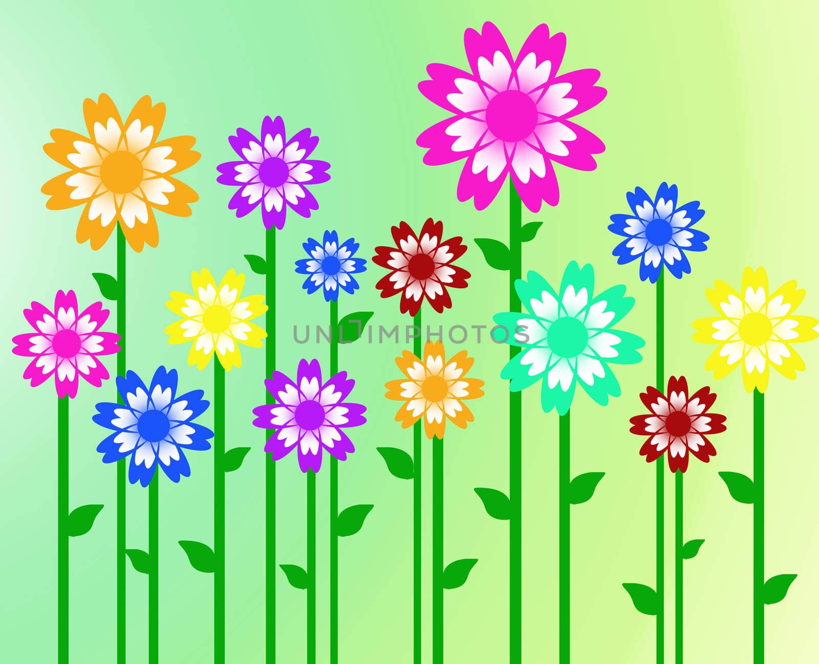 colorful flowers background pattern style on spring background