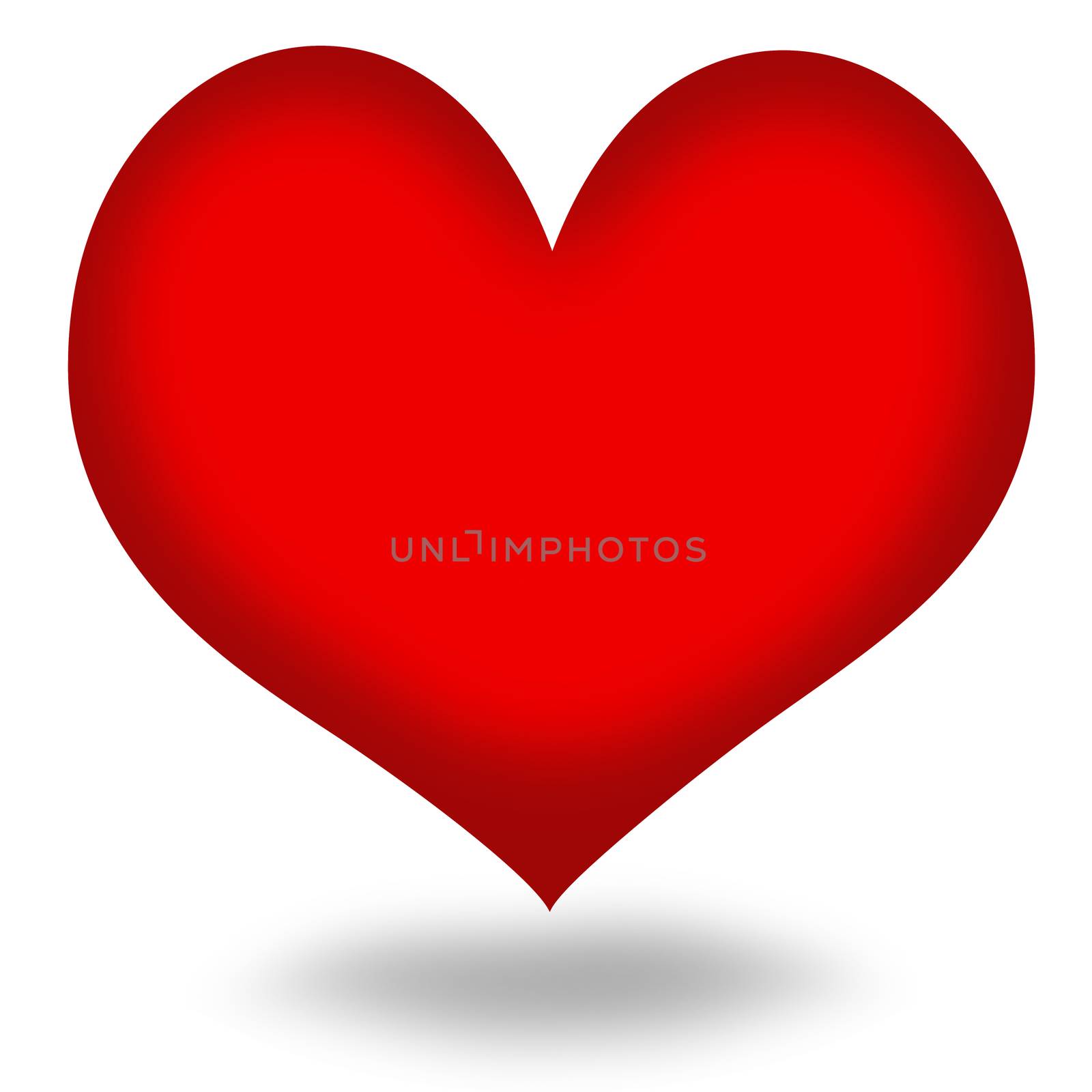 Red heart on white background.