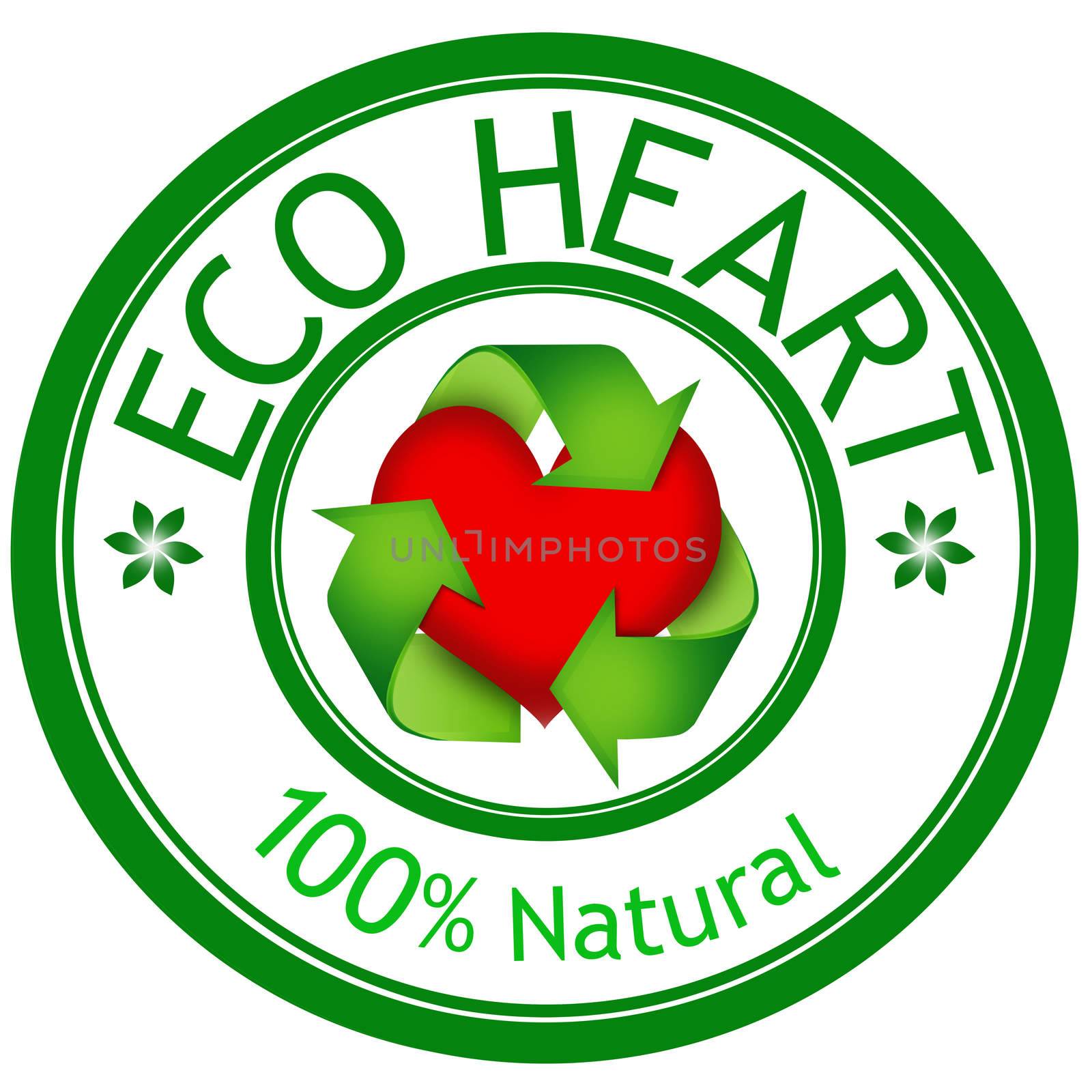Red Heart in sign recycle and ECO HEART wording. Eco heart concept.