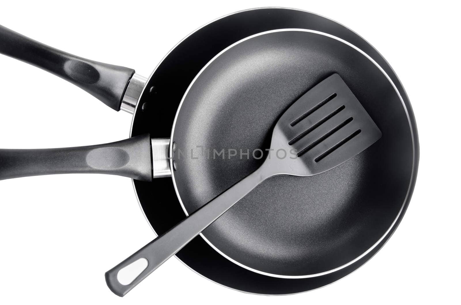 Teflon pans isolated on white background