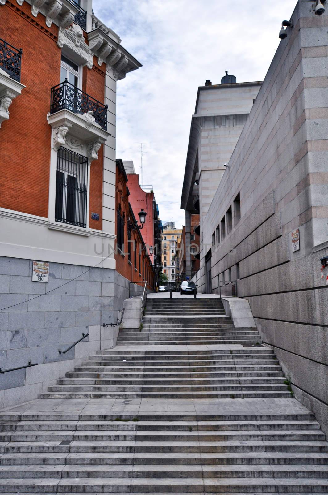 stairway on Calle del Rio in Madrid, Spain by vlaru