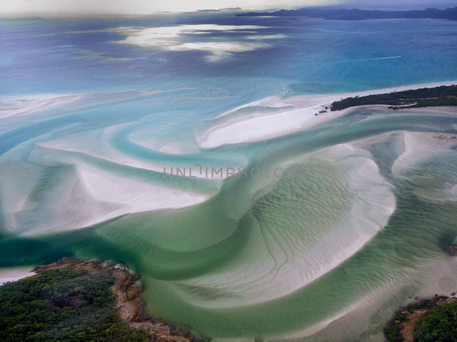 Whitehaven Beach, Whitsundays Great Barrier Reef - Aerial View - Whitsundays, Queensland, Australia