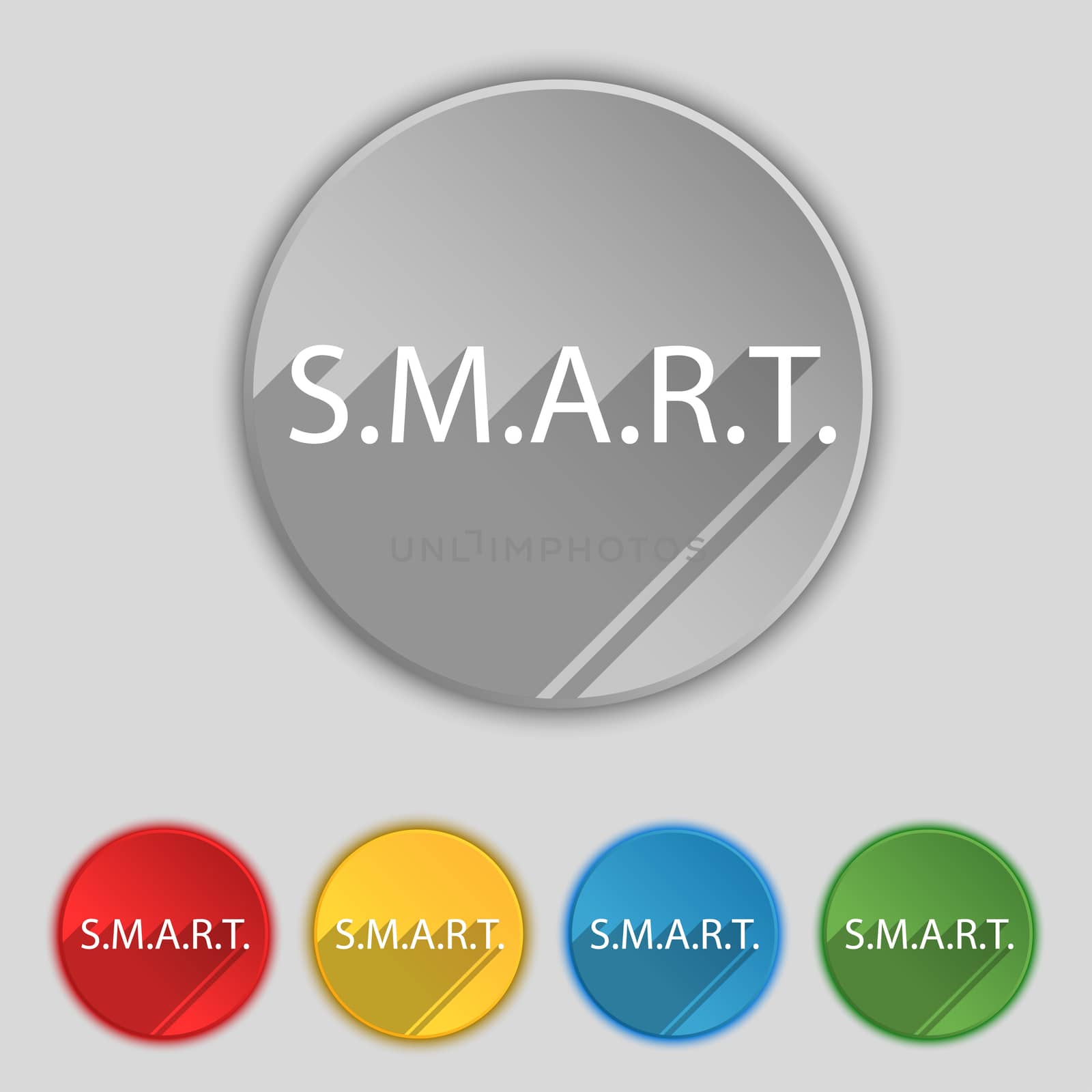 Smart sign icon. Press button. Set of colored buttons. illustration