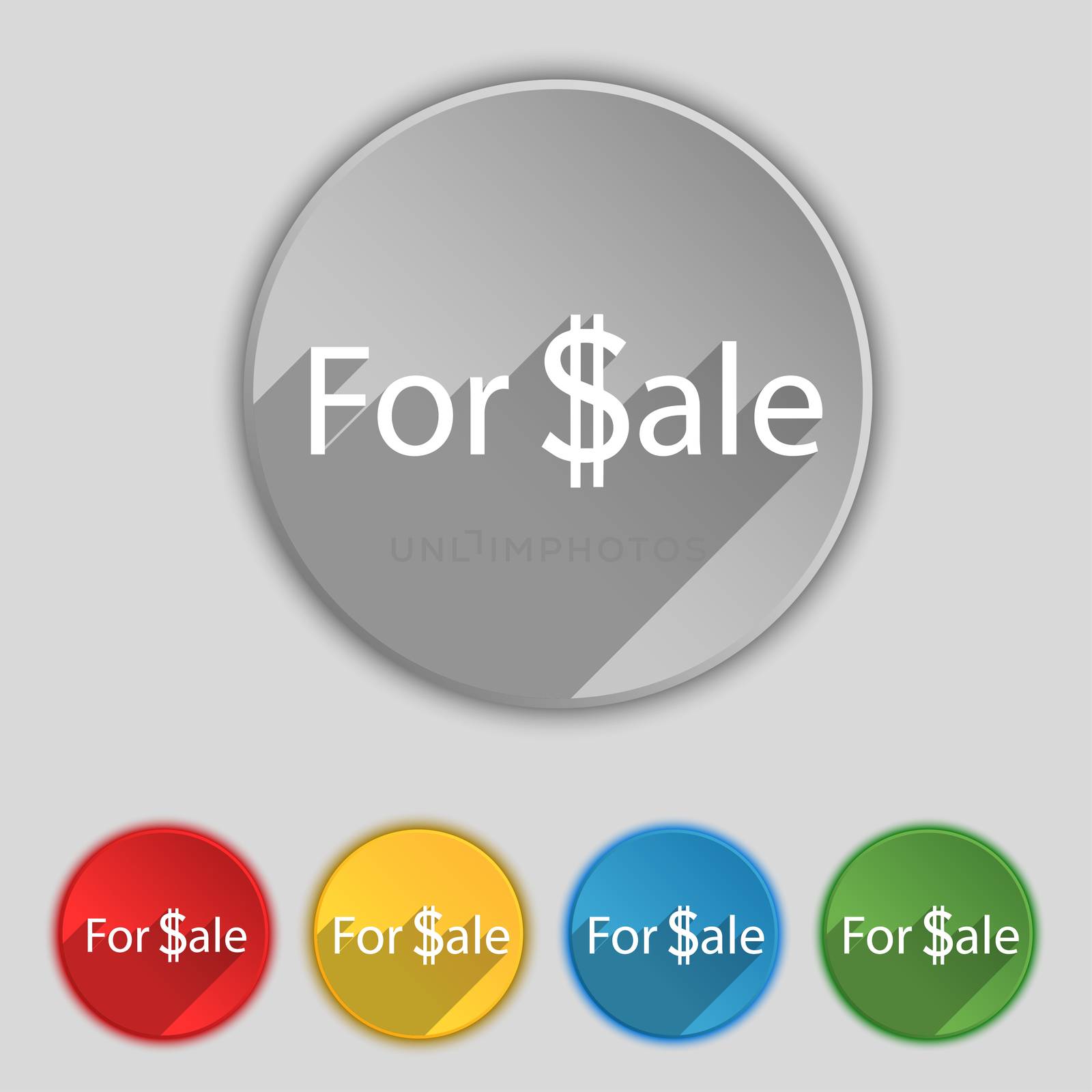 For sale sign icon. Real estate selling. Set of colored buttons.  by serhii_lohvyniuk