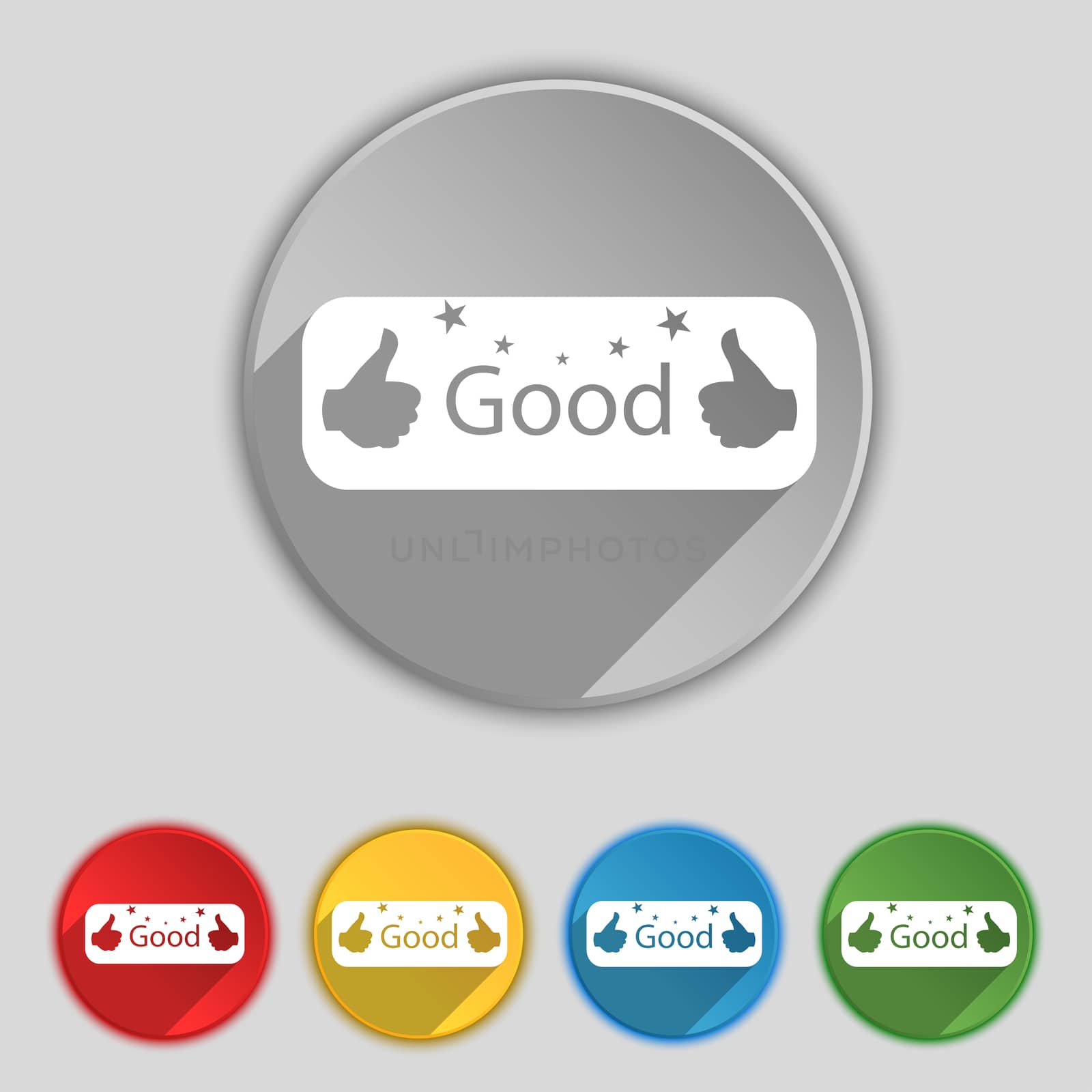 Good sign icon. Set of colored buttons. illustration