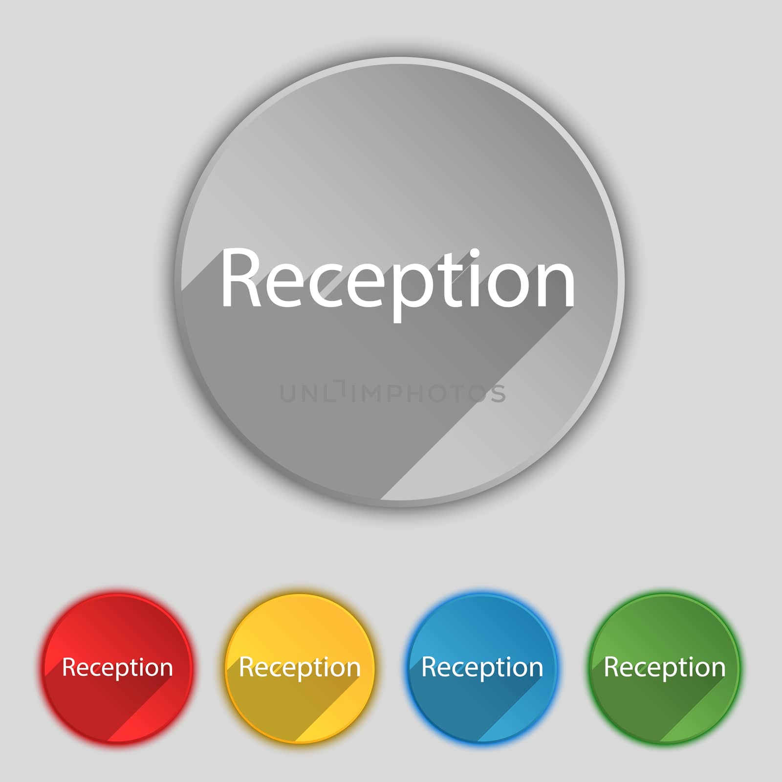 Reception sign icon. Hotel registration table symbol. Set of colored buttons.  by serhii_lohvyniuk