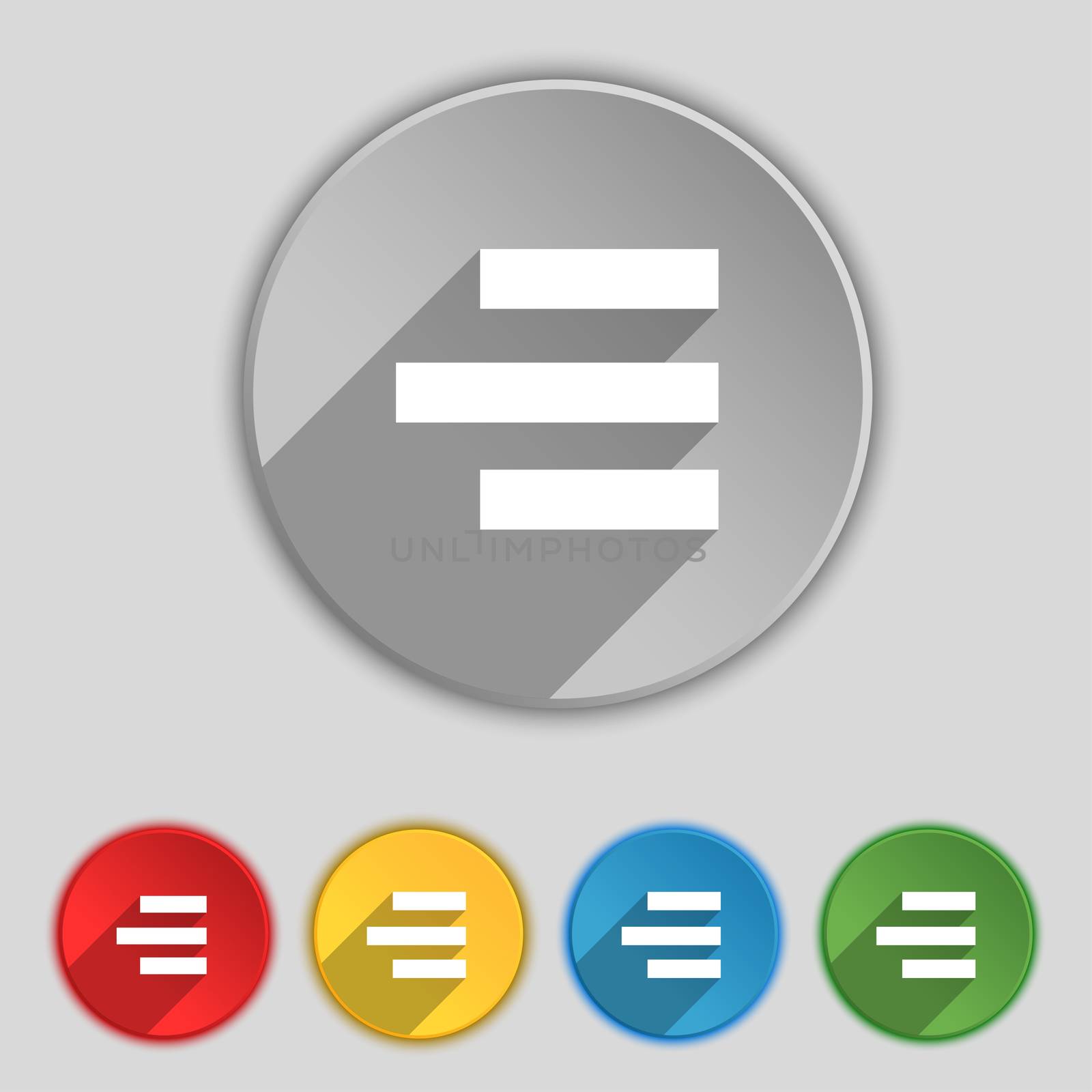 Right-aligned icon sign. Symbol on five flat buttons.  by serhii_lohvyniuk