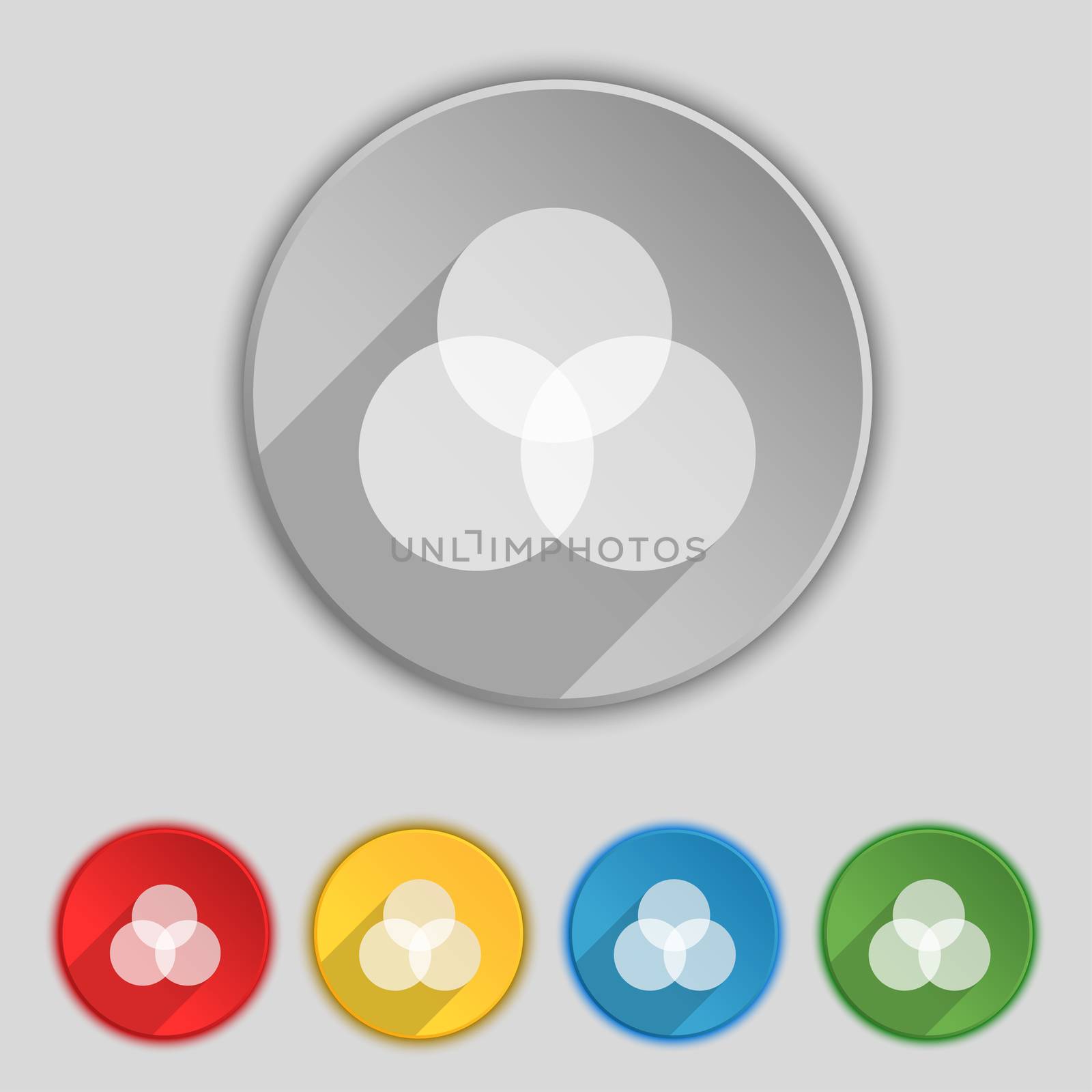Color scheme icon sign. Symbol on five flat buttons. illustration