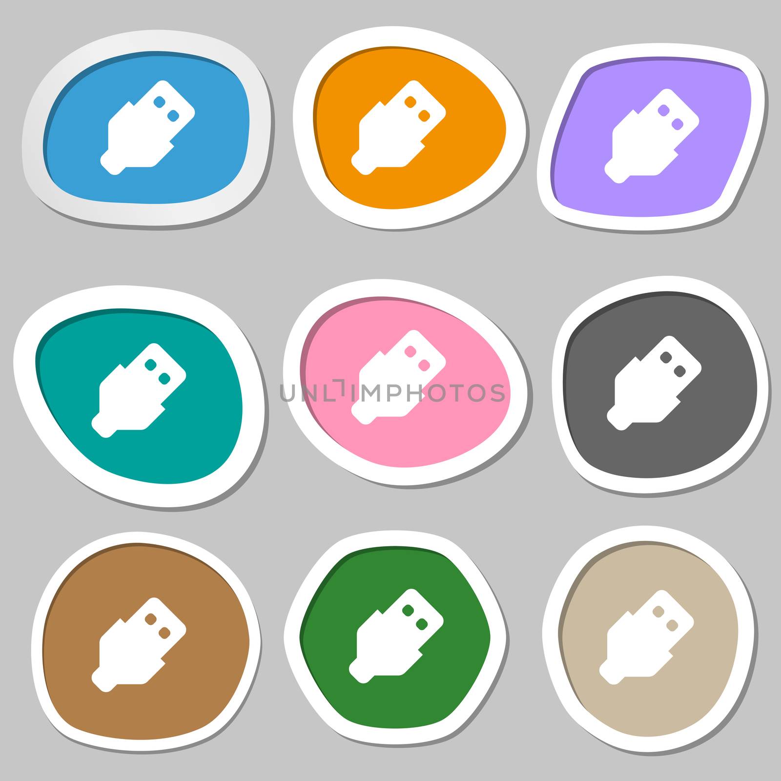 USB icon symbols. Multicolored paper stickers.  by serhii_lohvyniuk