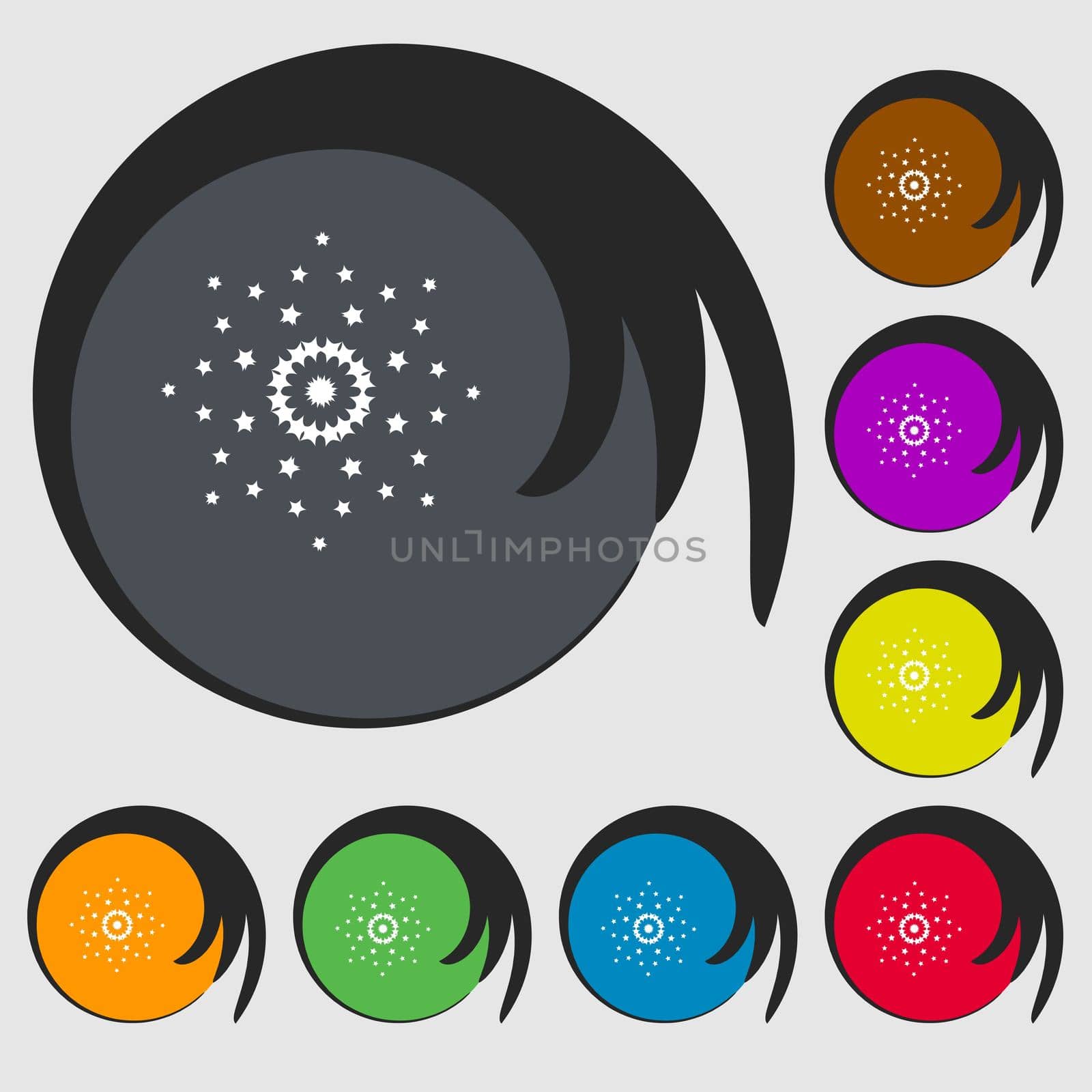Star sign icon. Favorite button. Navigation symbol. Symbols on eight colored buttons.  by serhii_lohvyniuk