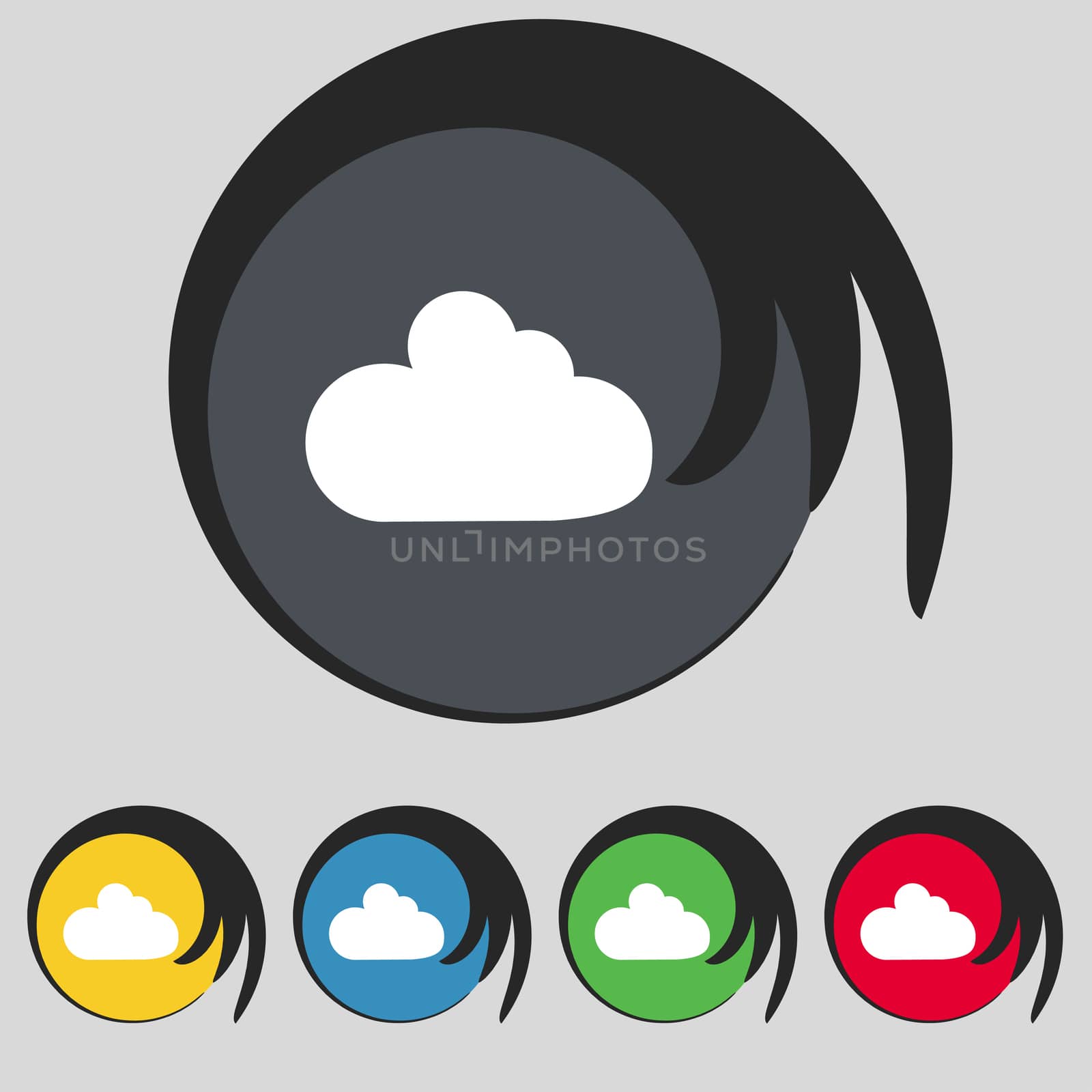 Cloud sign icon. Data storage symbol. Set colourful buttons. illustration
