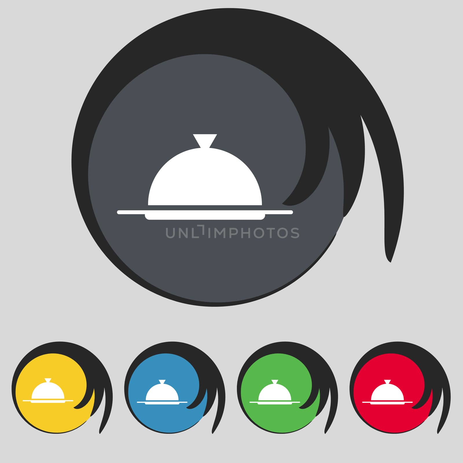 Food platter serving sign icon. Table setting in restaurant symbol. Set colourful buttons. illustration