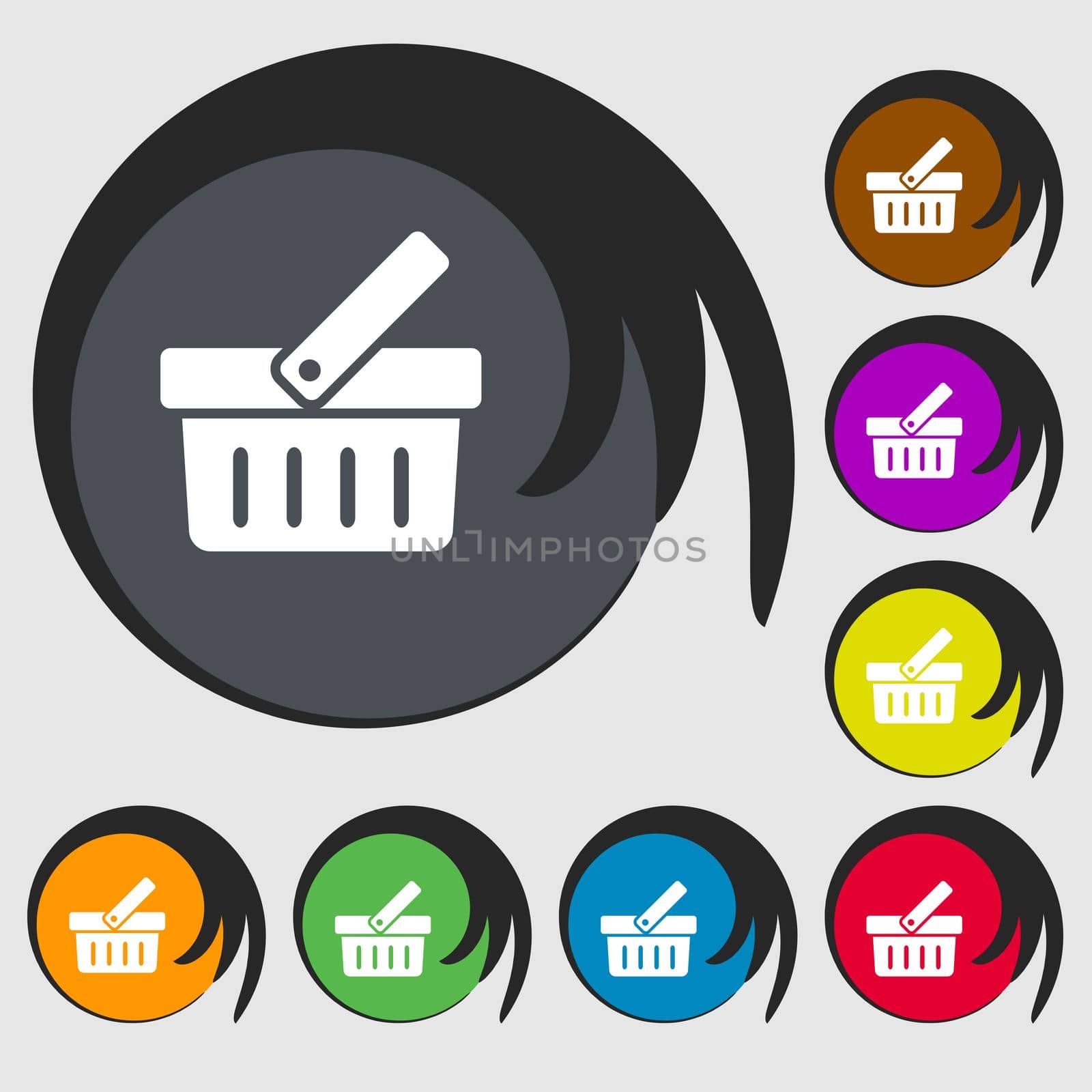 Shopping Cart sign icon. Online buying button. Symbols on eight colored buttons. illustration