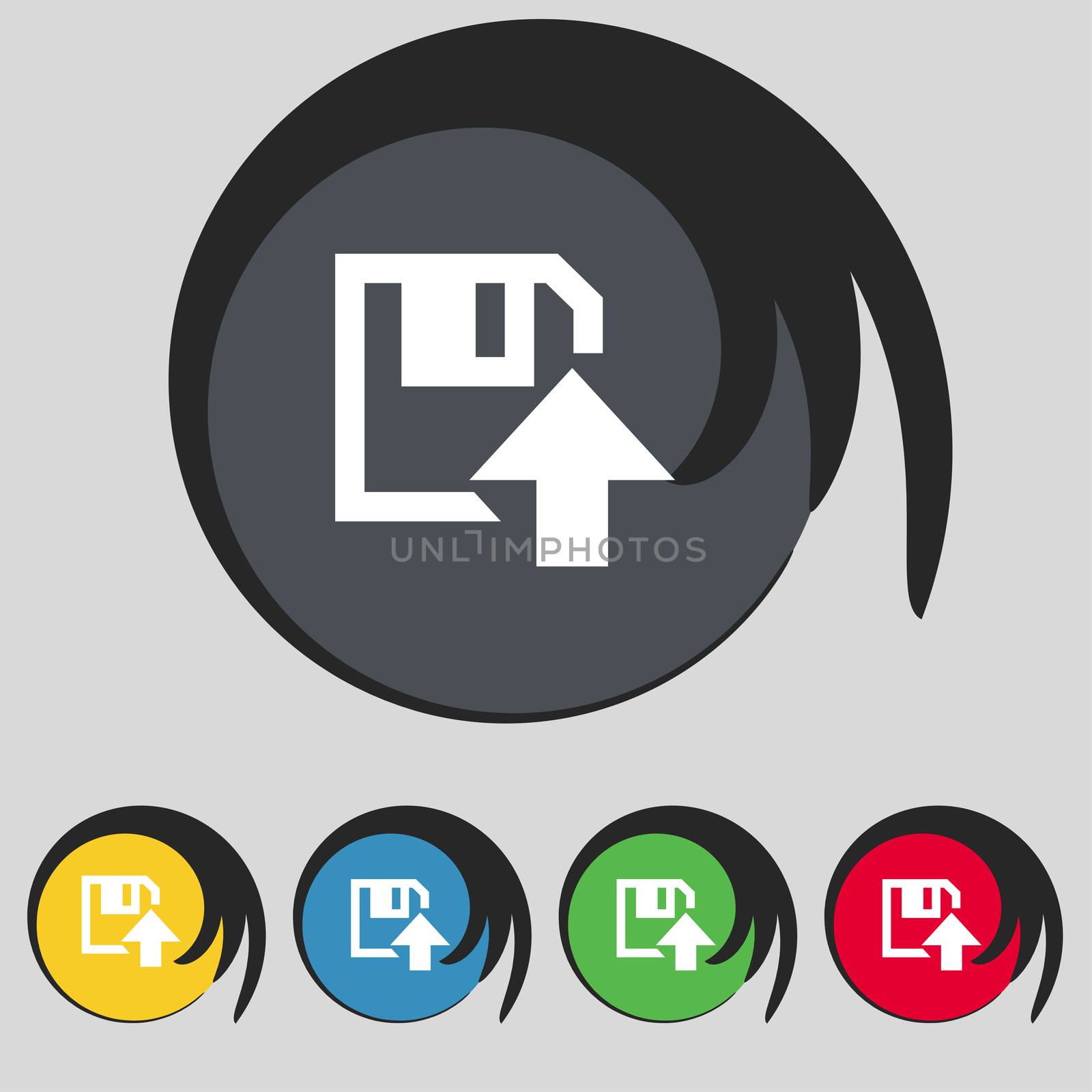 floppy icon. Flat modern design Set colour buttons. illustration