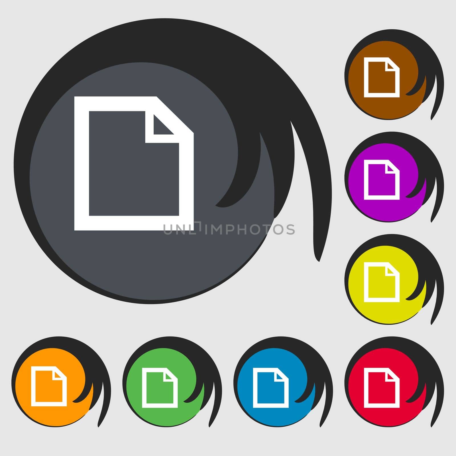 Edit document sign icon. content button. Symbols on eight colored buttons.  by serhii_lohvyniuk