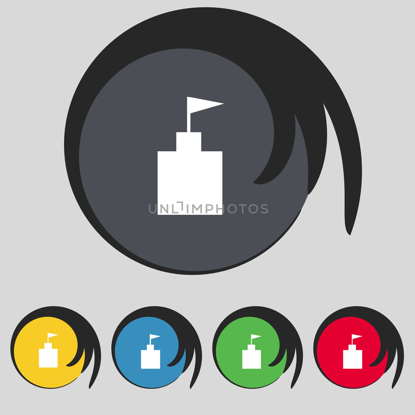 tower icon. Set Flat modern web colour button. by serhii_lohvyniuk