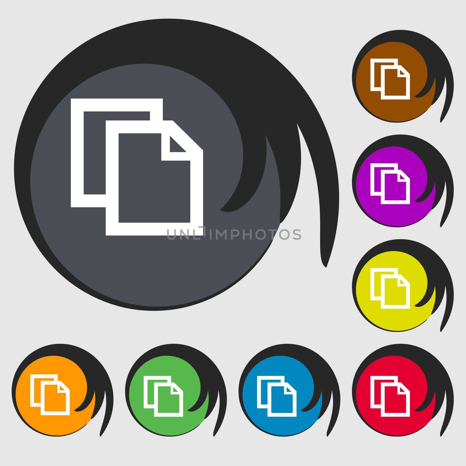 Edit document sign icon. content button.. Symbols on eight colored buttons. illustration