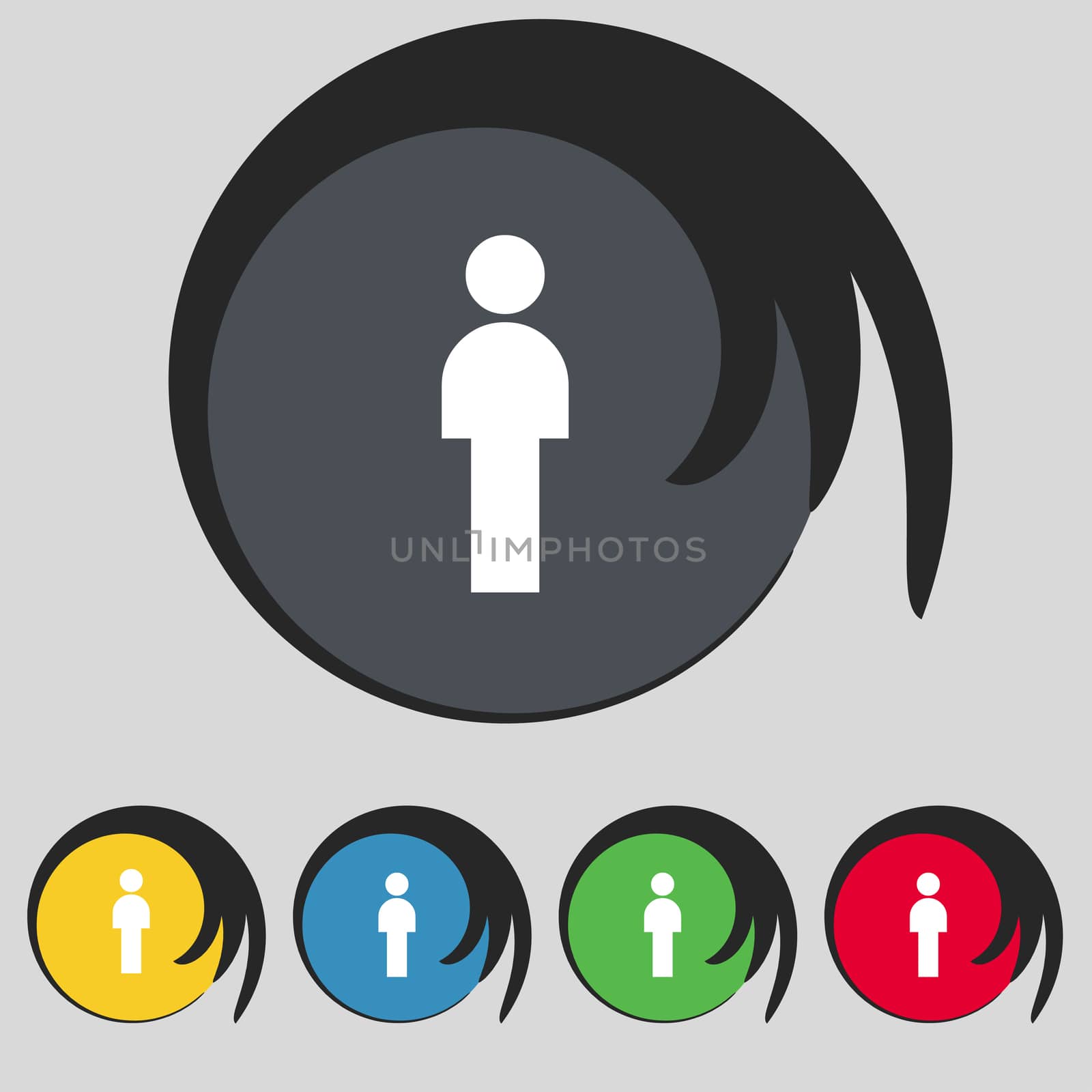 Human sign icon. Man Person symbol. Male toilet. Set colour buttons.  by serhii_lohvyniuk