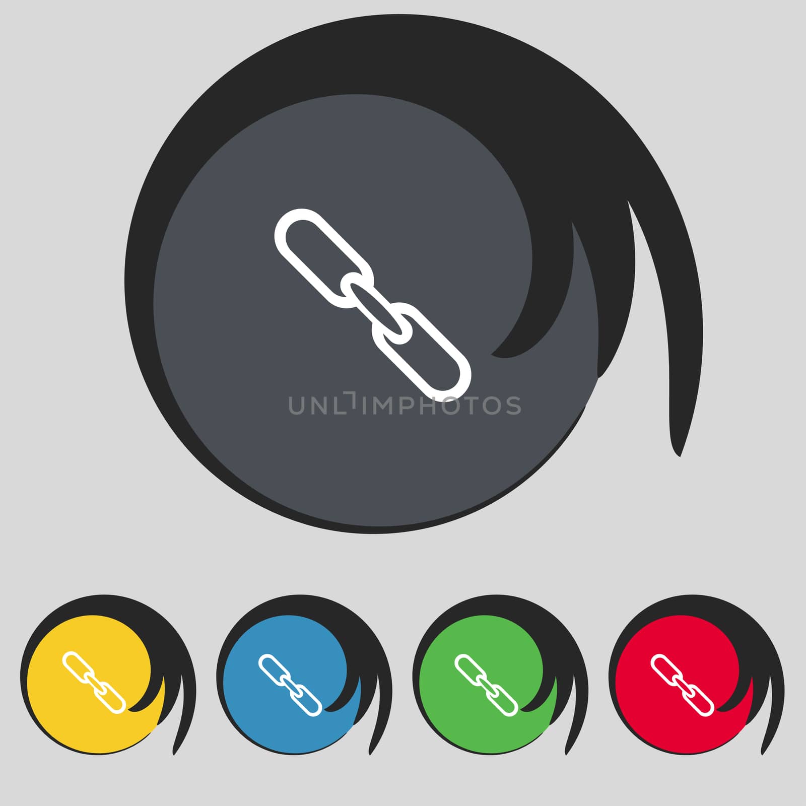 Link sign icon. Hyperlink chain symbol. Set colourful buttons. illustration