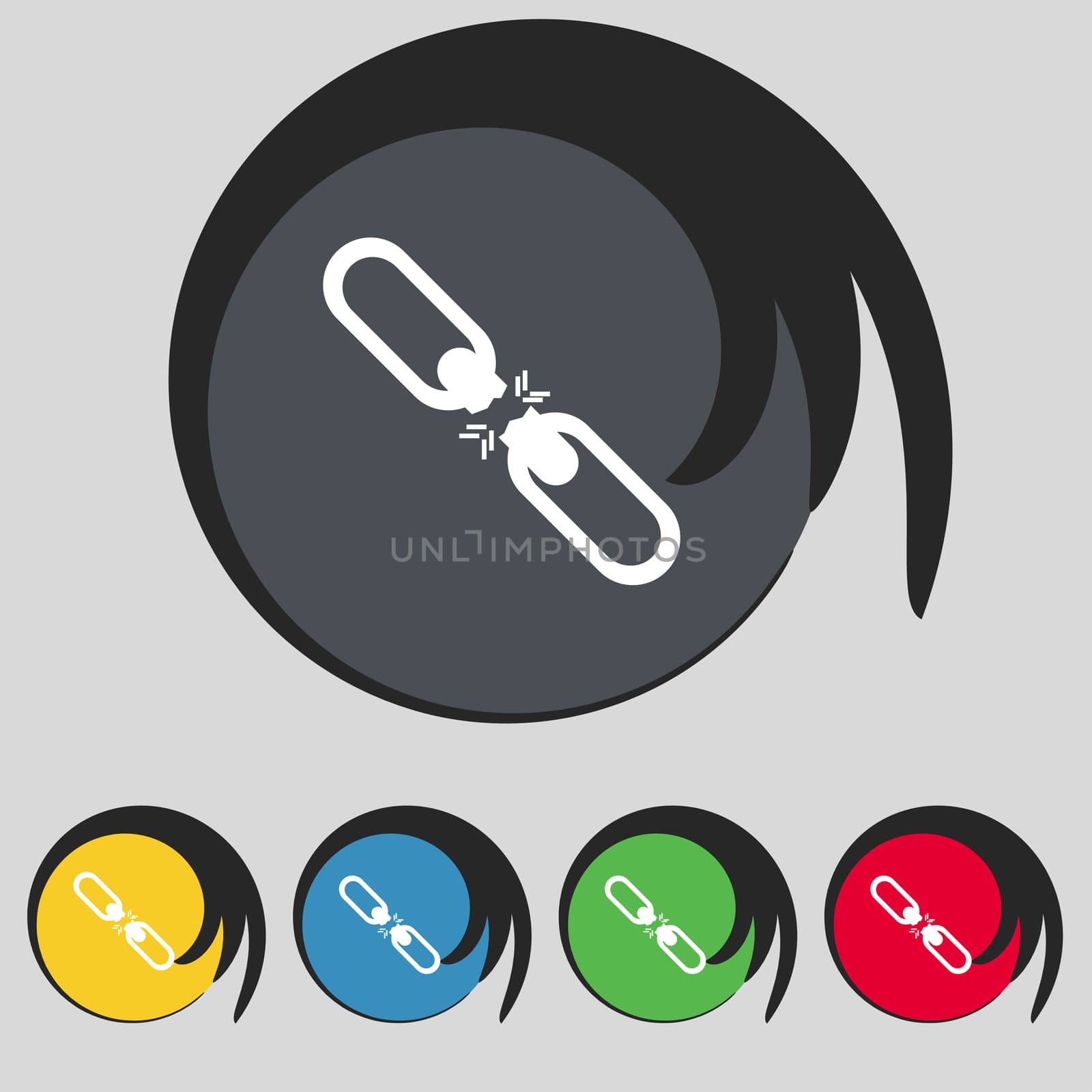 Broken connection flat single icon.Set colur buttons.  by serhii_lohvyniuk