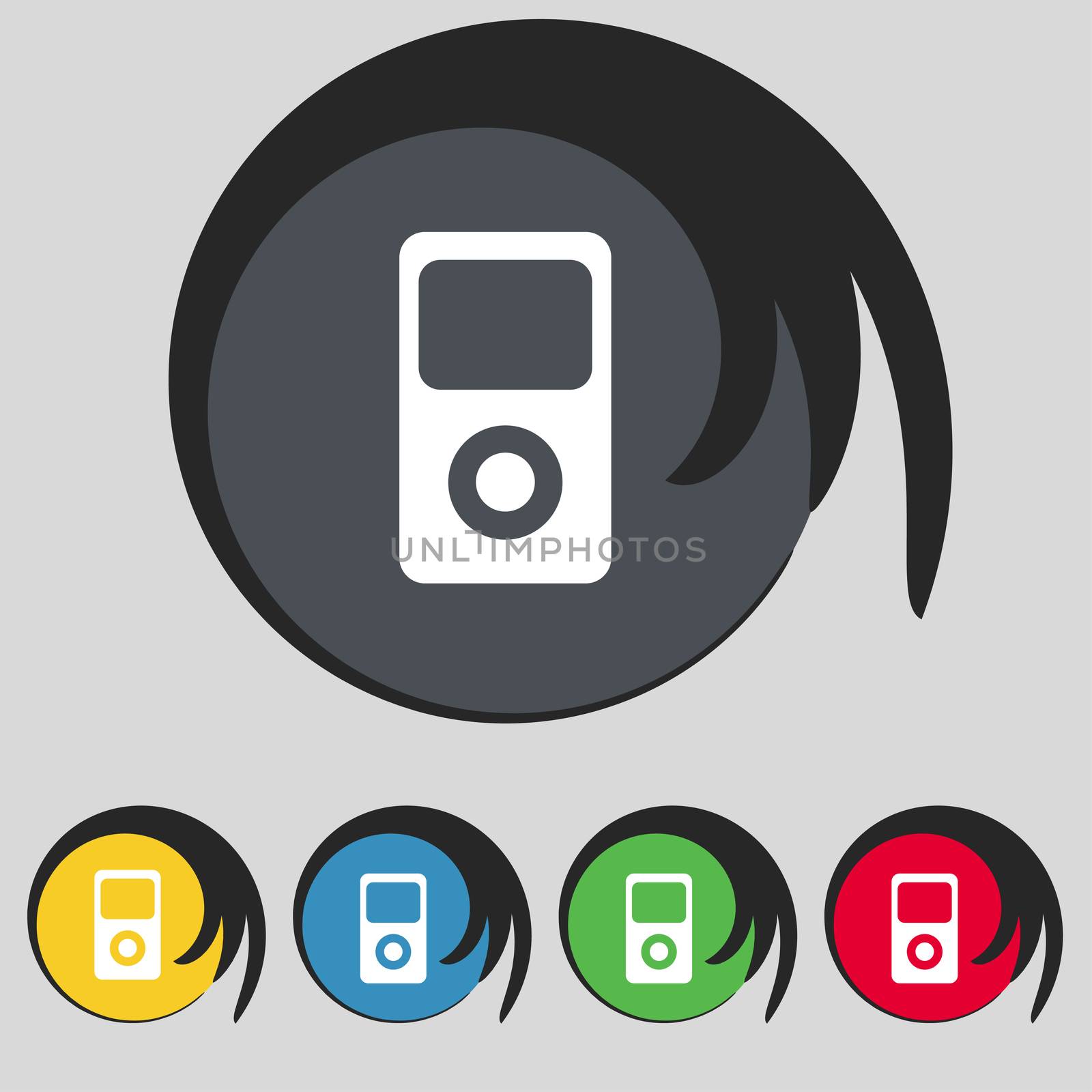 Portable musical player icon. Set colur buttons.  by serhii_lohvyniuk