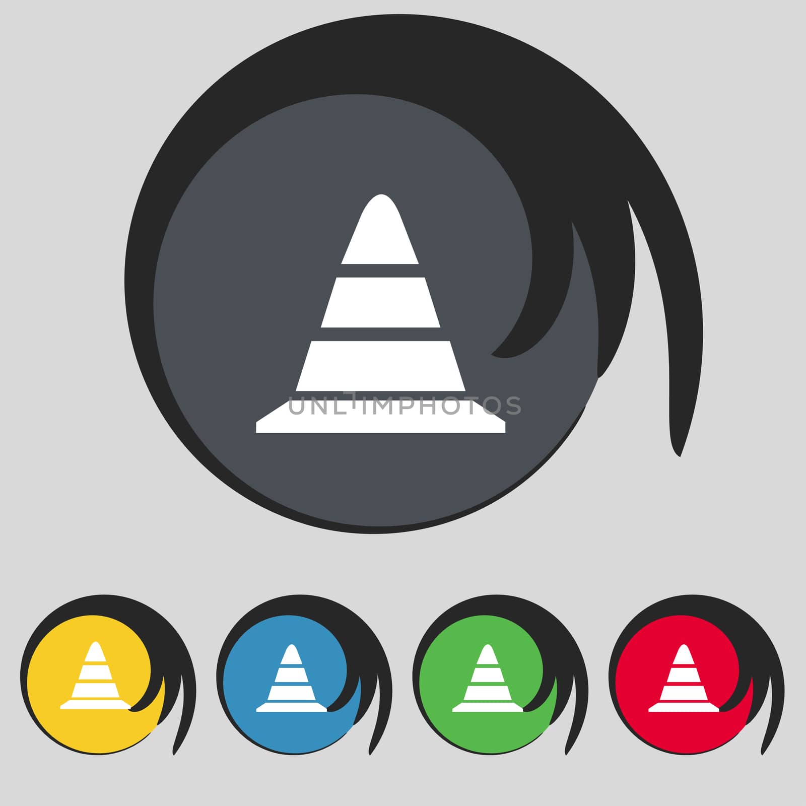 road cone icon. Set colourful buttons.  by serhii_lohvyniuk