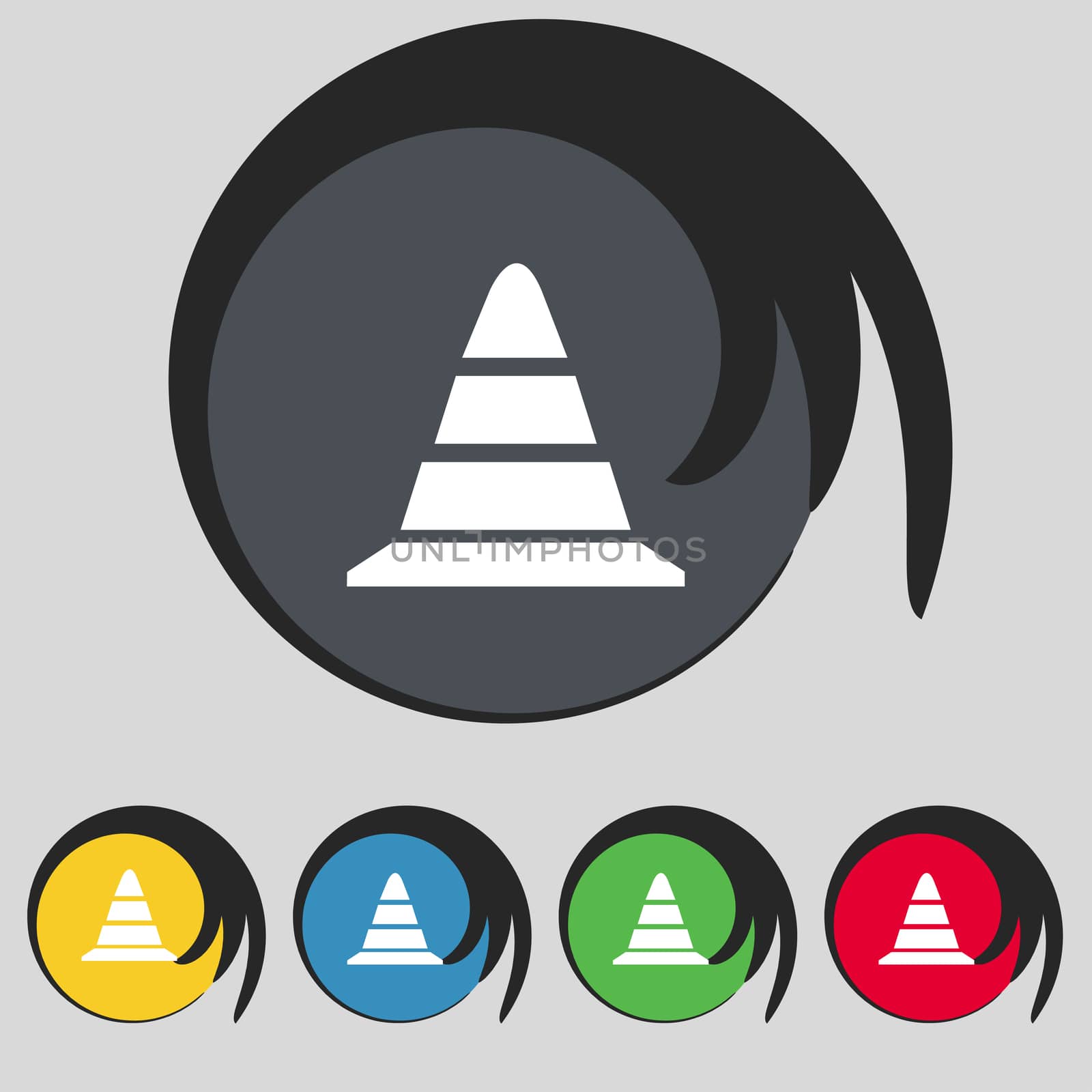 road cone icon. Set colourful buttons. illustration