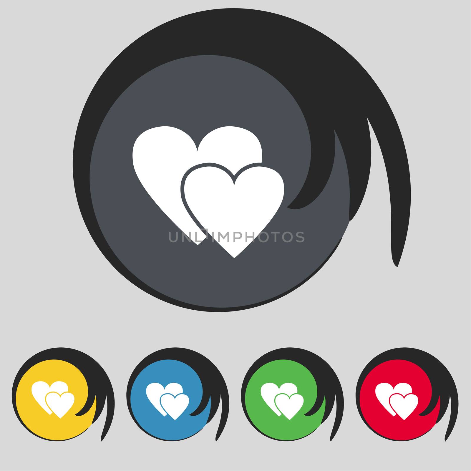 Heart sign icon. Love symbol. Set colur buttons.  by serhii_lohvyniuk