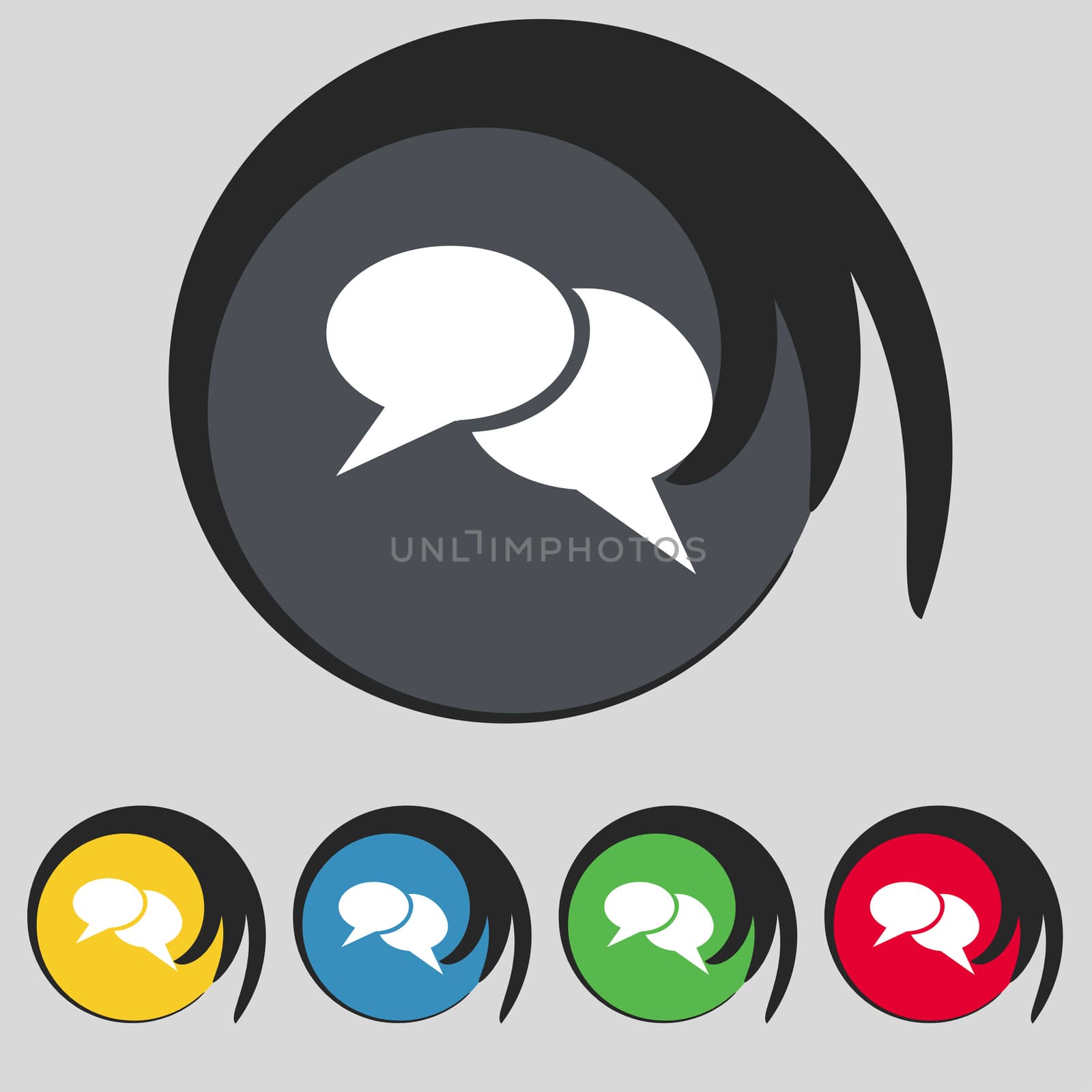 Speech bubble icons. Think cloud symbols. Set colourful buttons.  by serhii_lohvyniuk