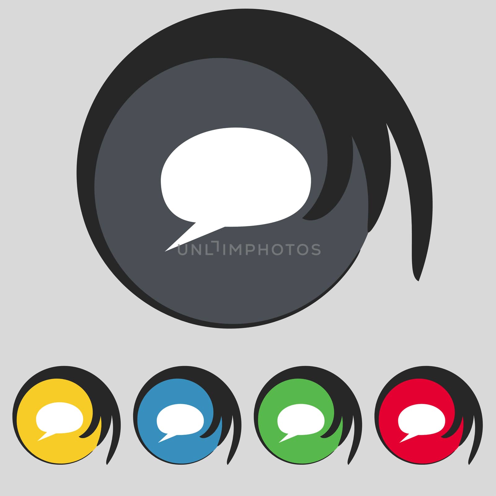 Speech bubble icons. Think cloud symbols. Set colourful buttons.  by serhii_lohvyniuk