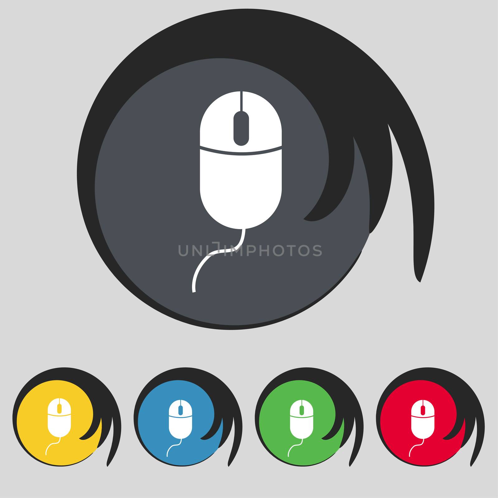 Computer mouse sign icon. Optical with wheel symbol. Set colourful buttons.  by serhii_lohvyniuk